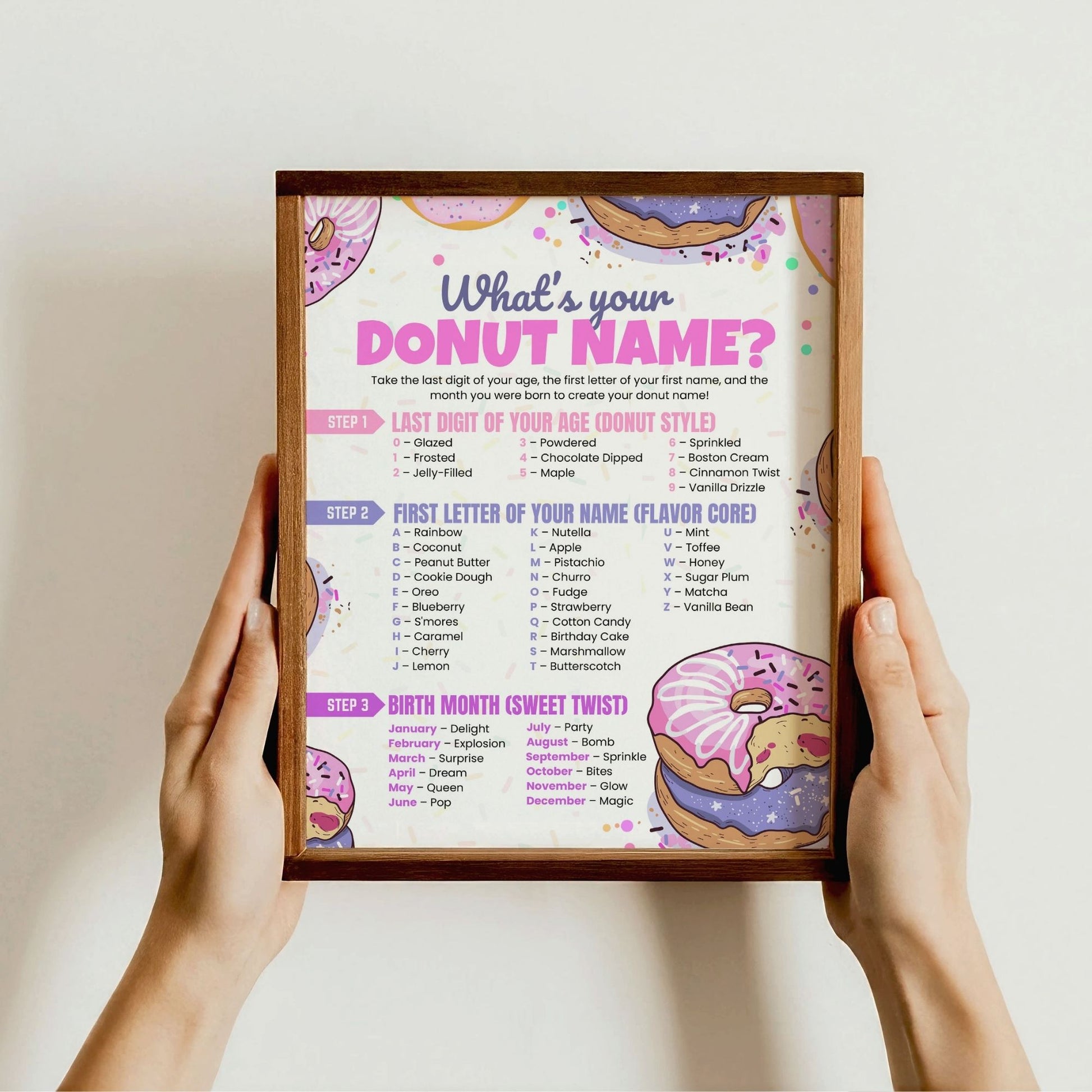 What's Your Donut Name Game Printable | Donut Party Activity | Office Icebreaker | Instant Download Sign & Name Tag