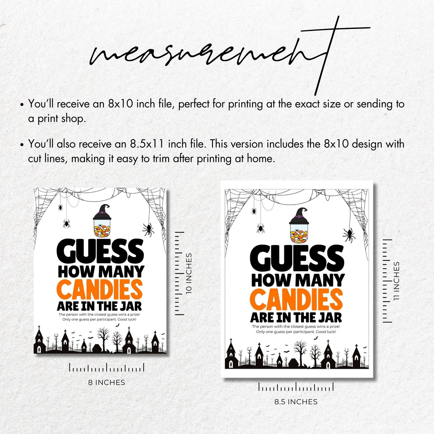 Halloween Candy Guessing Game Printable 8x10