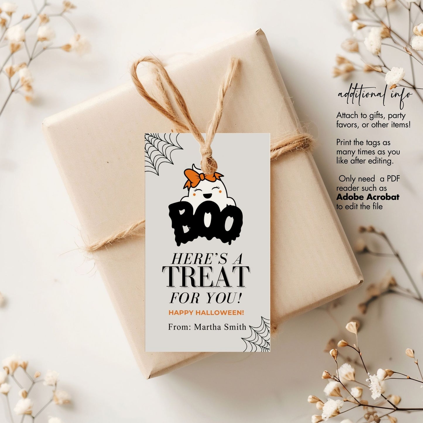 Boo Here's a Treat for You Halloween Favor Tag 2x3.5