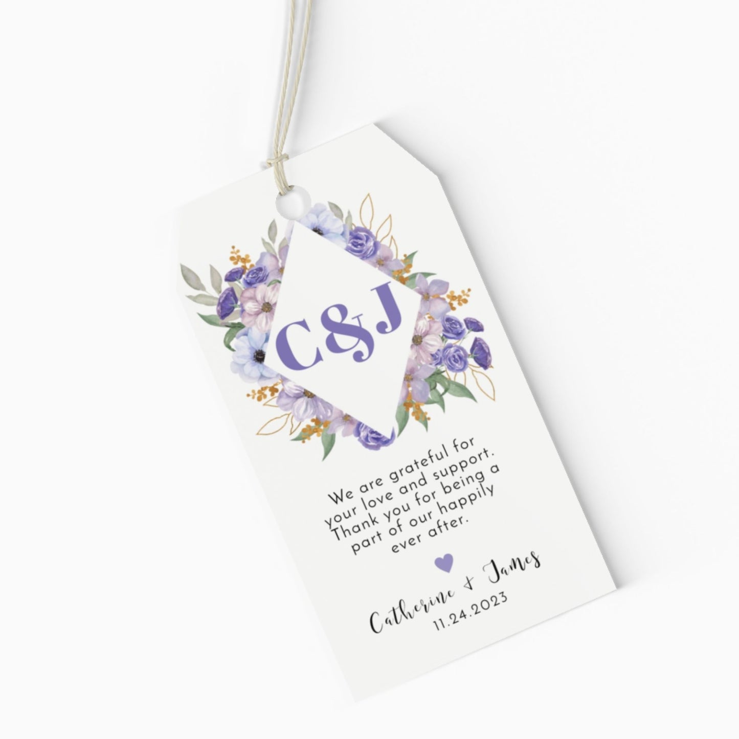 Purple Thank you Tag Template