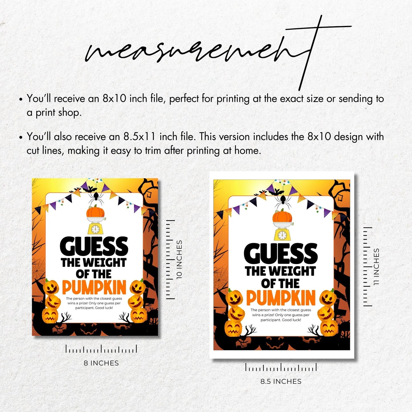 Pumpkin Weight Guessing Game Printable