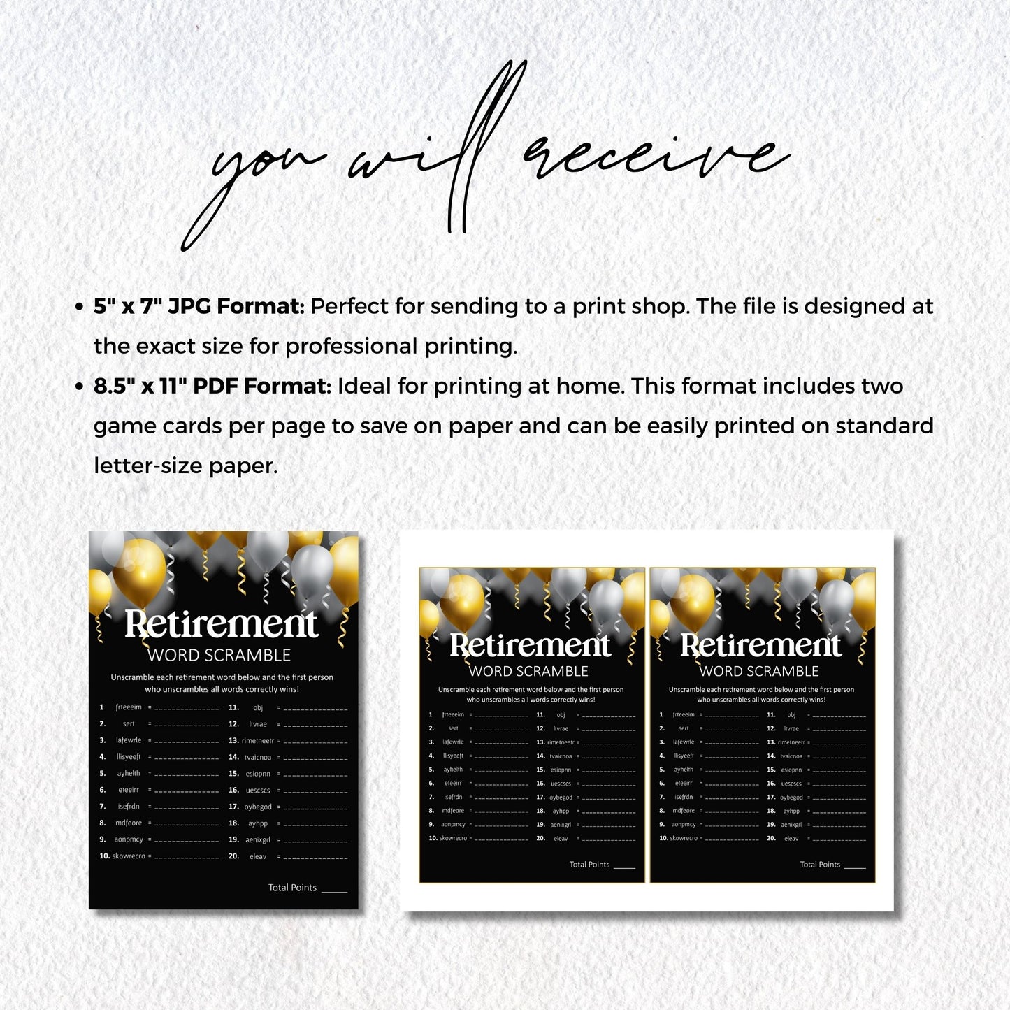 Fun Printable Retirement Party Word Scramble Game