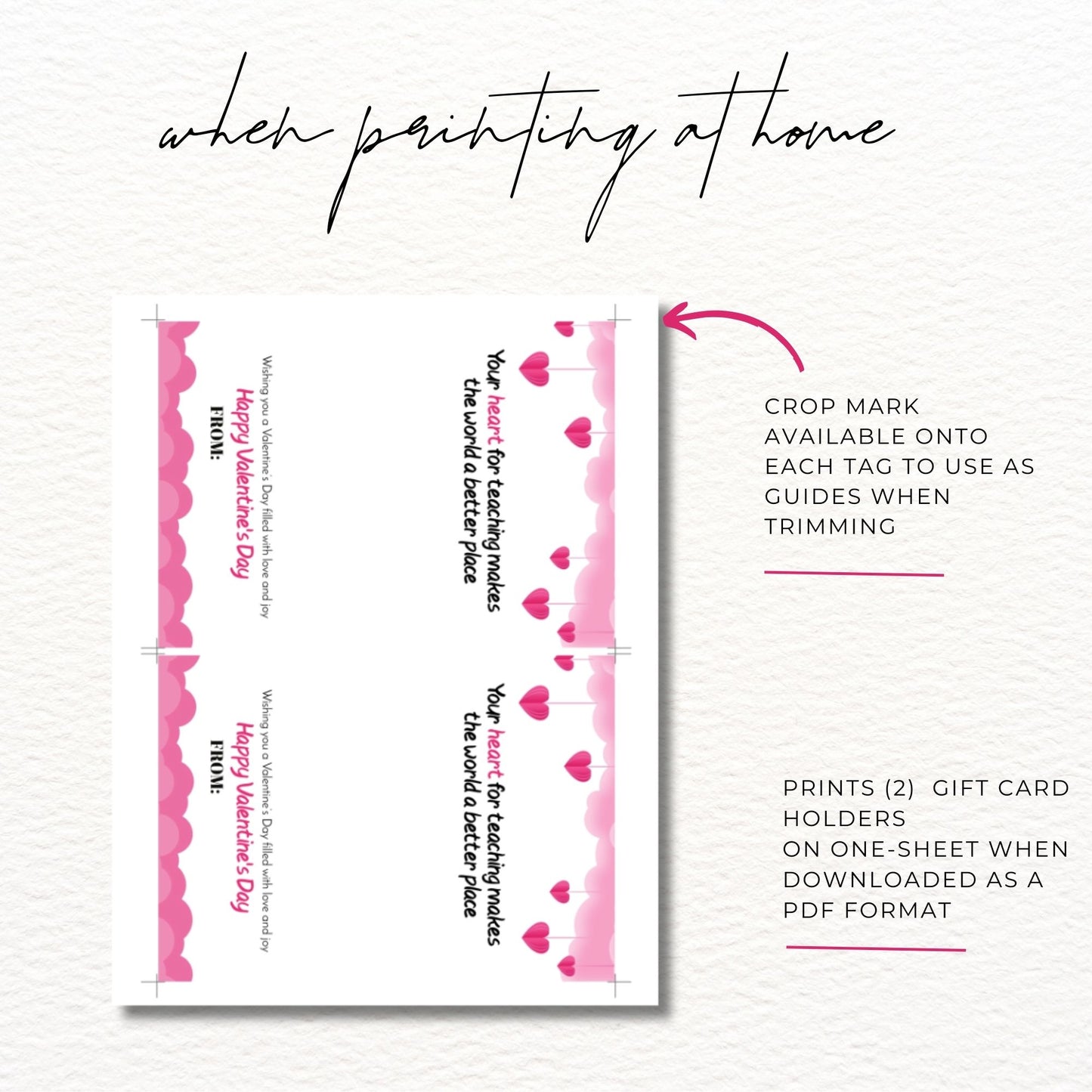 Valentine's Day Gift Card Holder Template 5x7