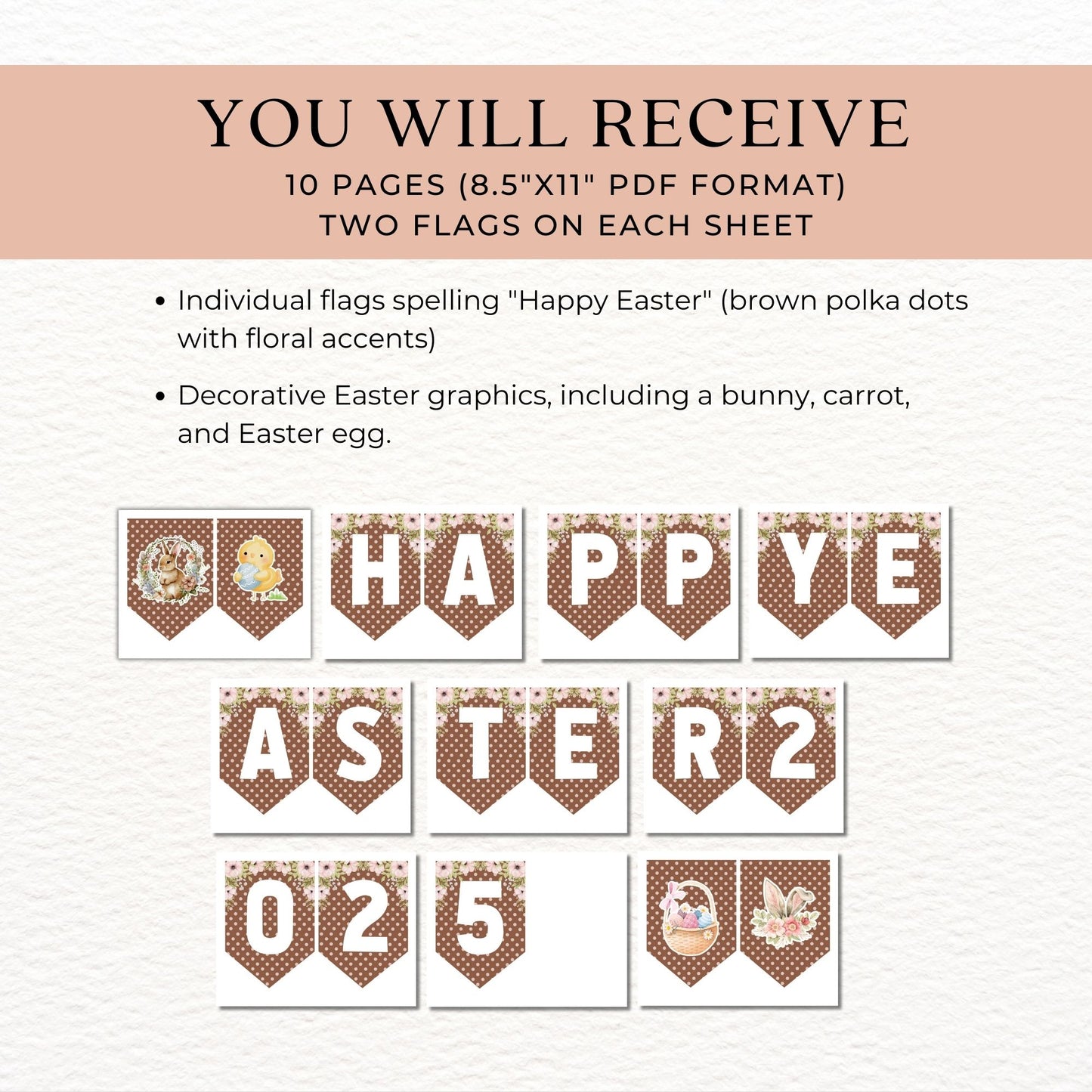 Rustic Floral Happy Easter 2025 Banner