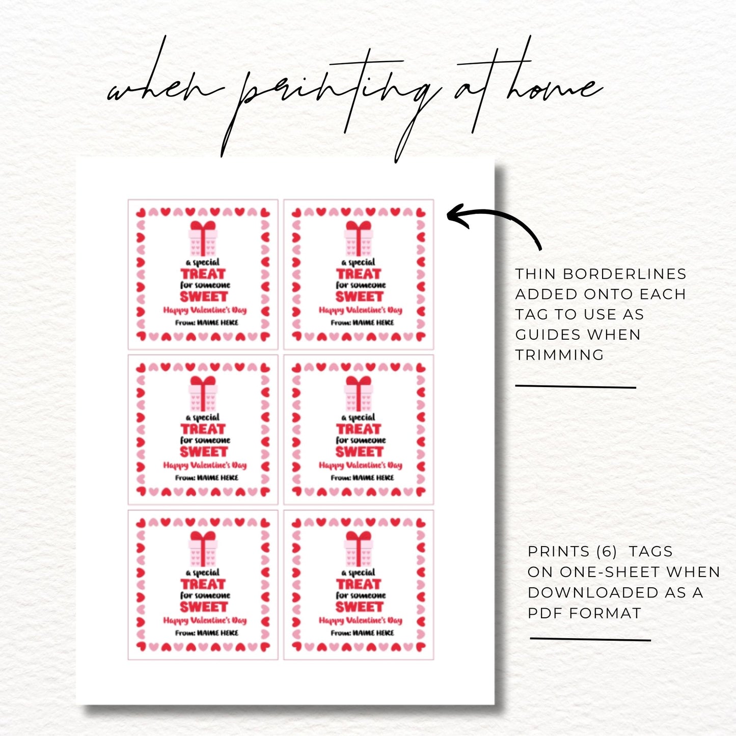 Happy Valentine's Day Tag Template - 3x3