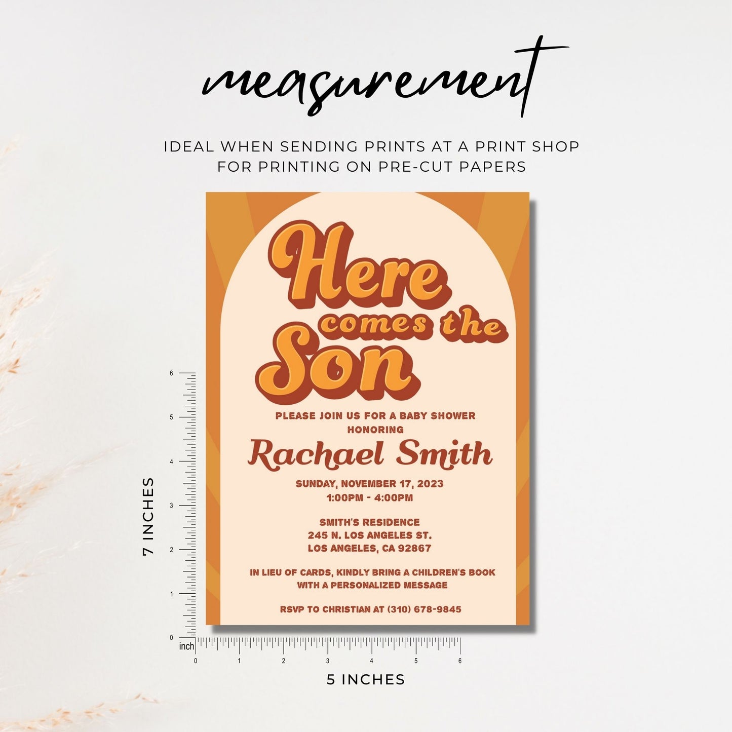 Here Comes the Son Baby Shower Invitation 5x7