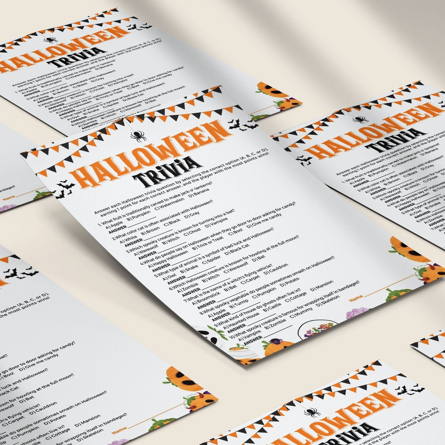 Halloween Trivia Game Printable | Fun Halloween Quiz for Kids and Adults | Spooky Party Trivia | Instant Download Halloween Game