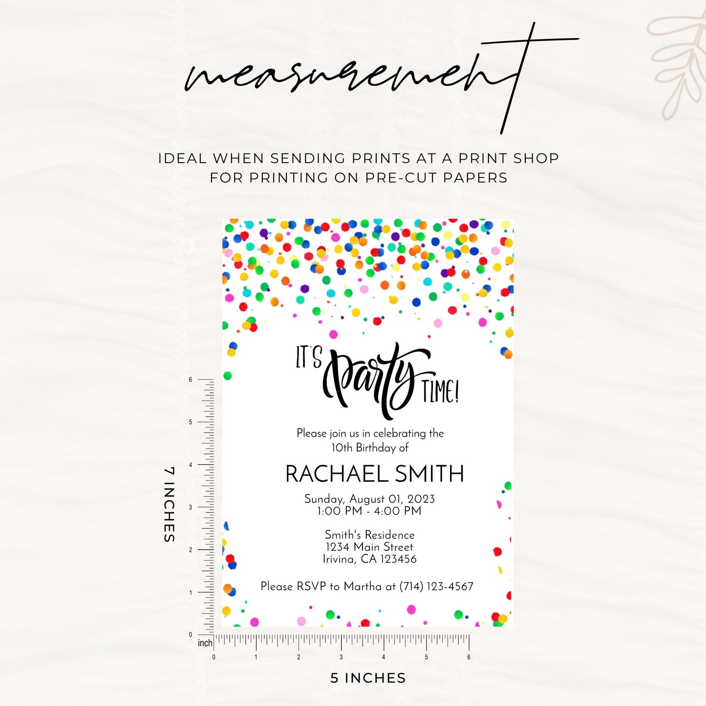 Confetti Theme Birthday Invitation Template