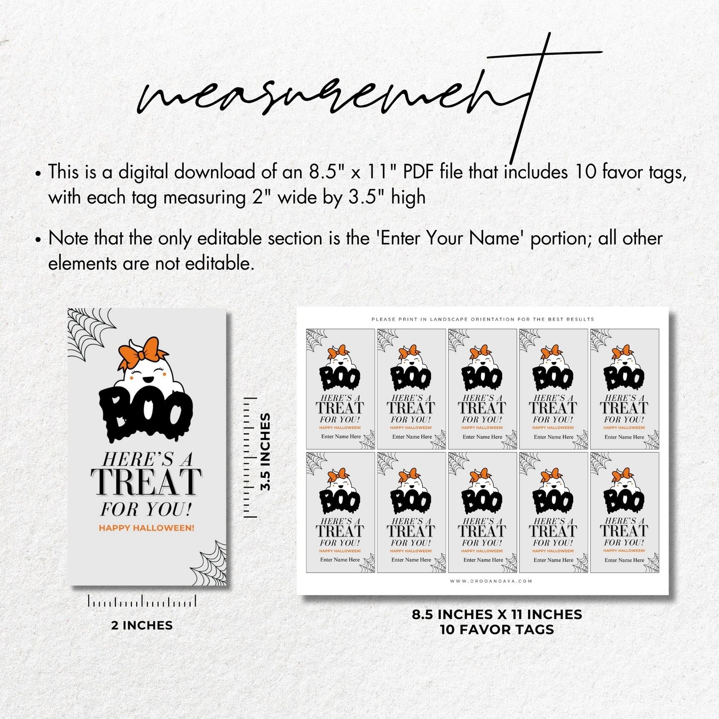 Boo Here's a Treat for You Halloween Favor Tag 2x3.5