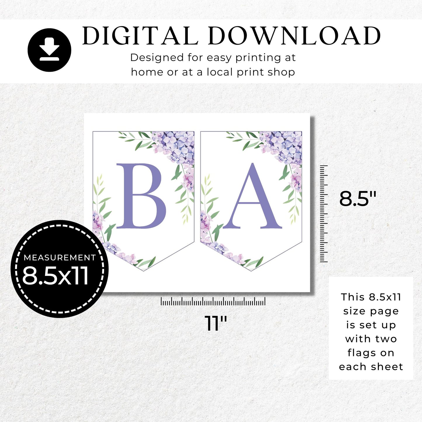 Hydrangea Flowers Hello Baby Printable Baby Shower Banner
