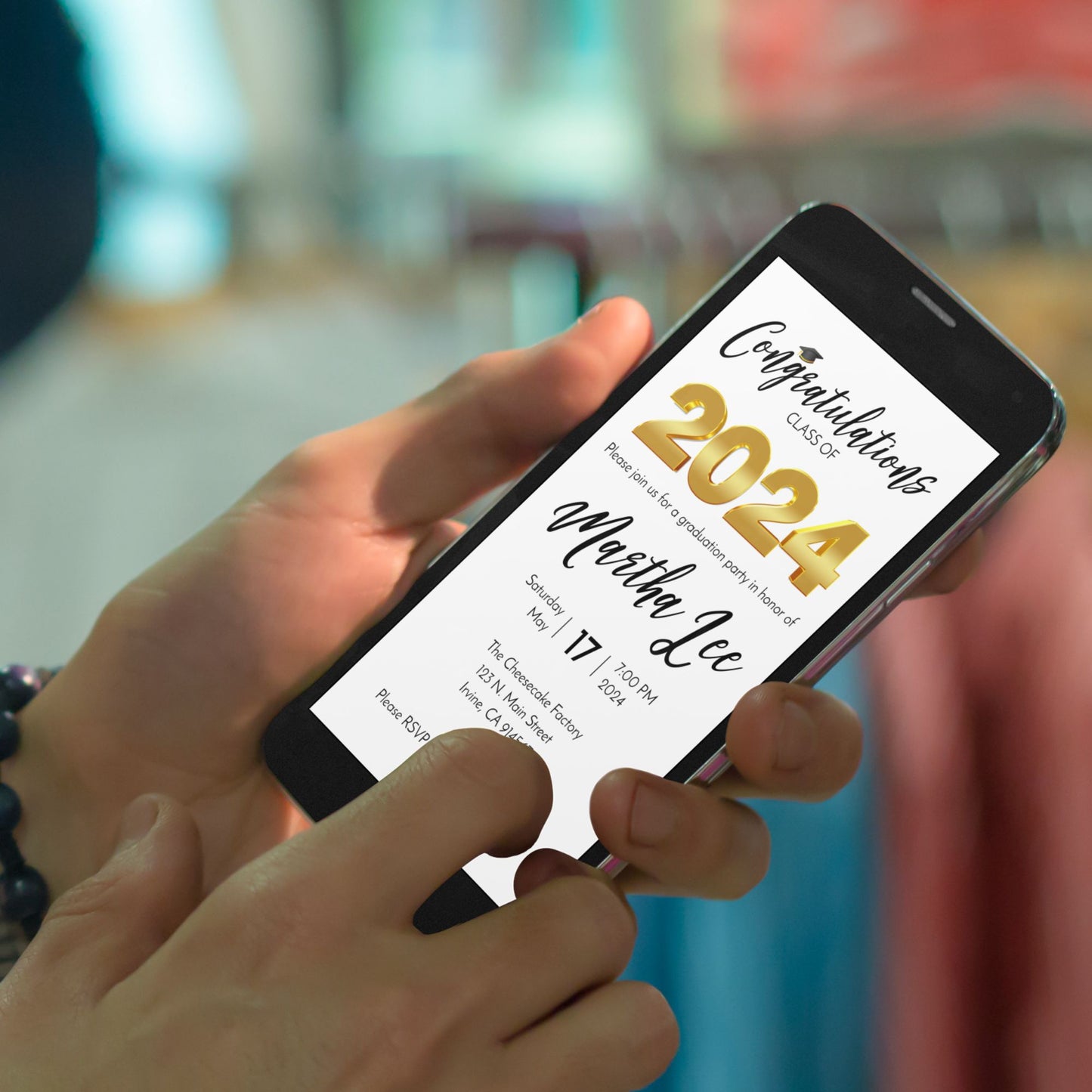 Graduation Smartphone Invitation Template 2024