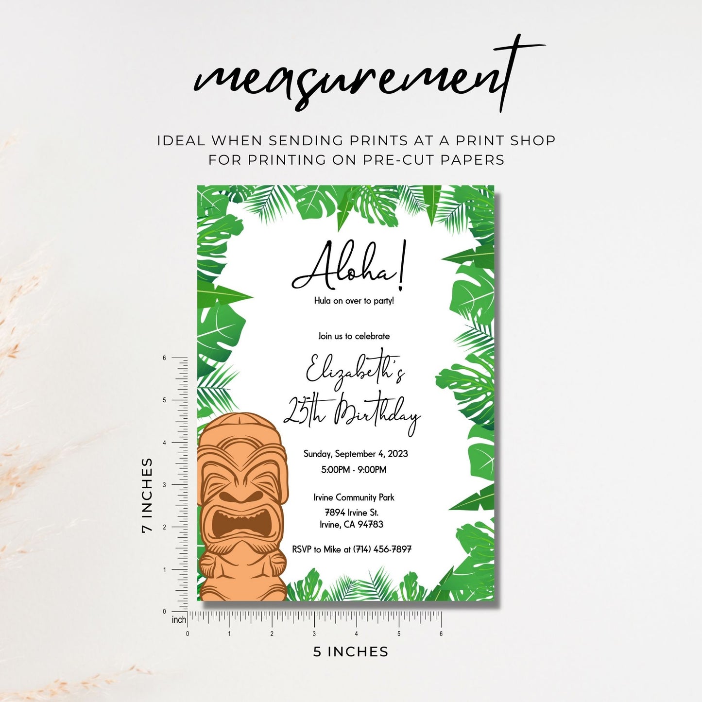 Hawaiian Birthday Invitation Template - Change to Any Age