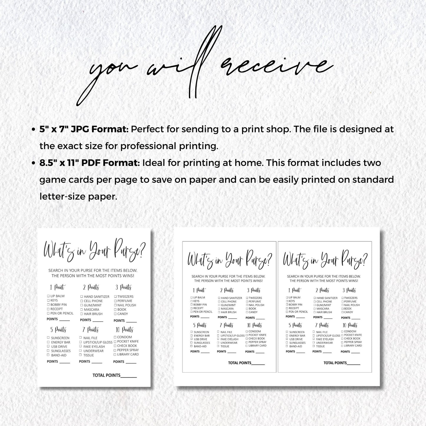 What's in Your Purse? Bridal Shower Game