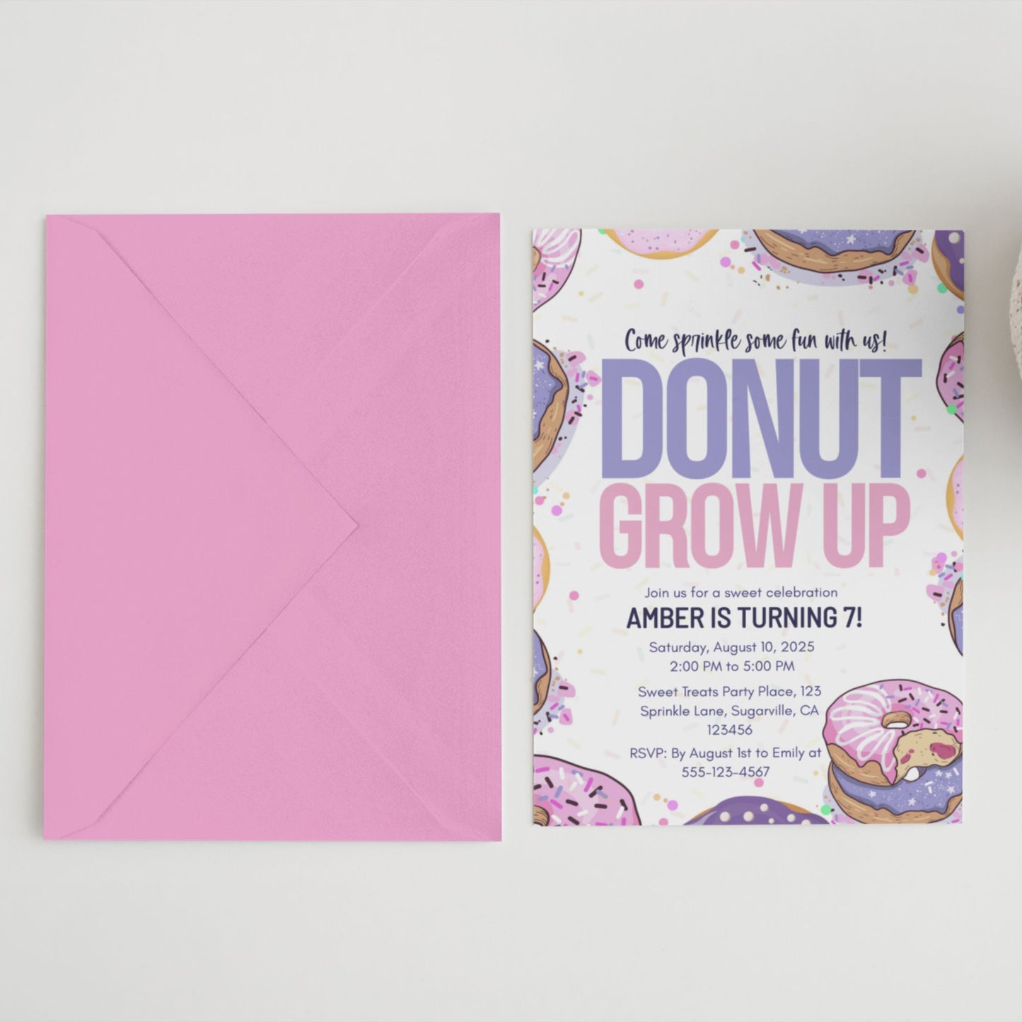 Donut Birthday Invitation Editable Donut Grow Up Party Invite Corjl Template Instant Download