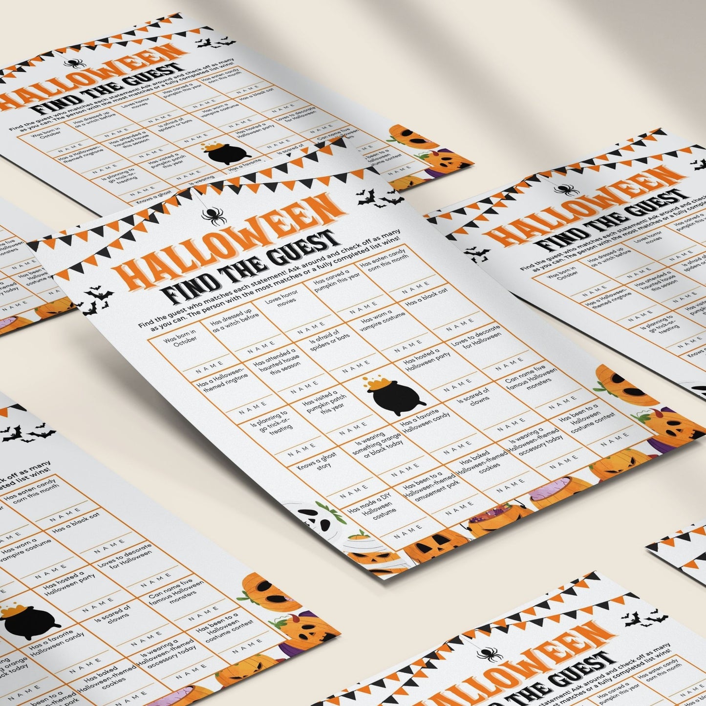 Halloween Find the Guest Game Printable | Fun Halloween Icebreaker Activity | Perfect for Kids & Adults | Spooky Party Game