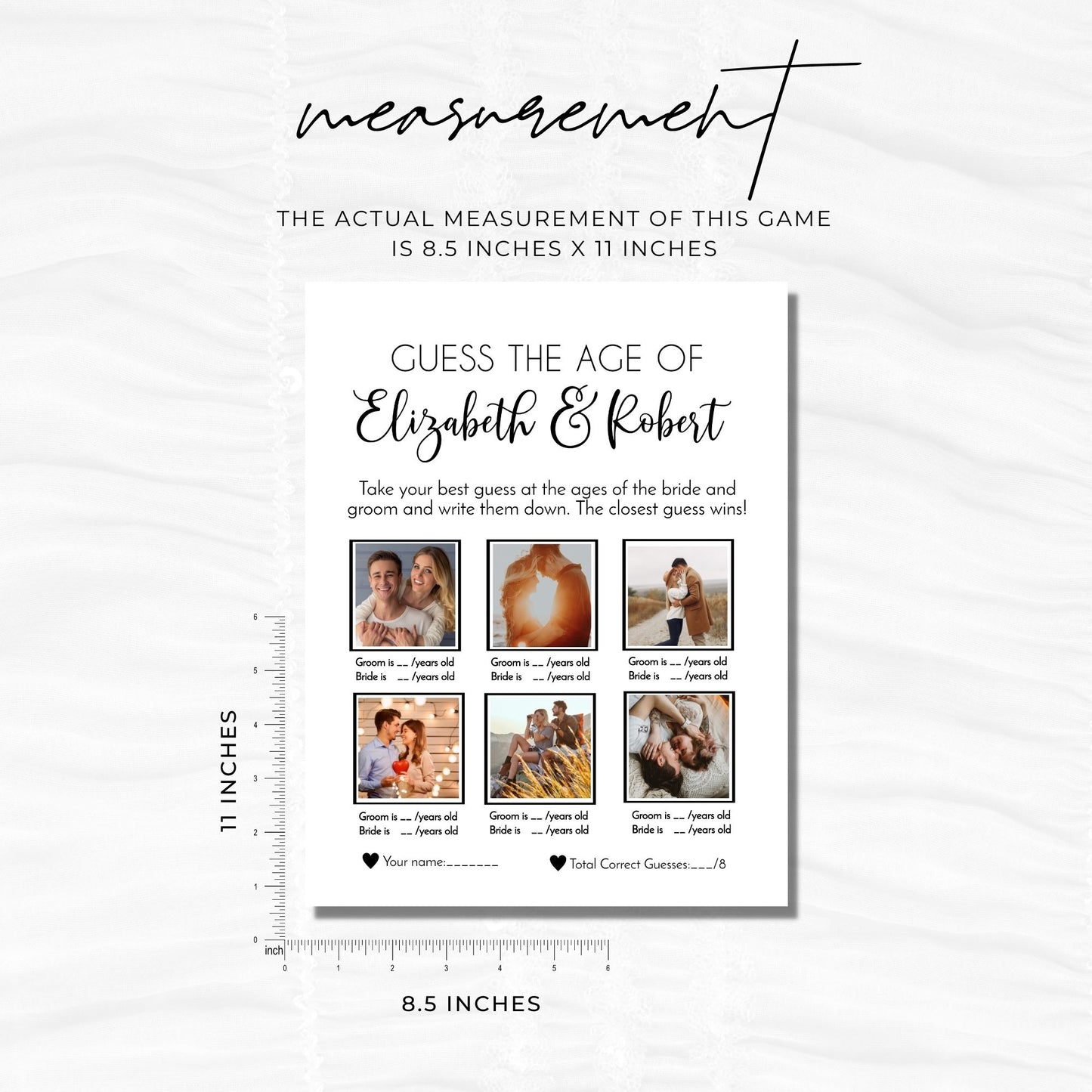 Guess the Age of the Bride and Groom Game Template
