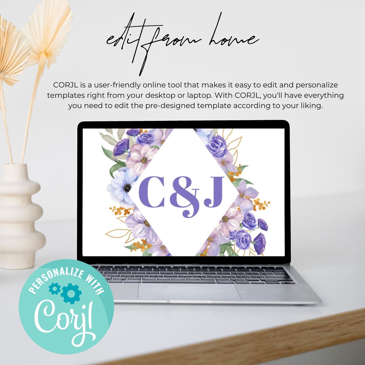 Purple Floral Thank you Tag Template
