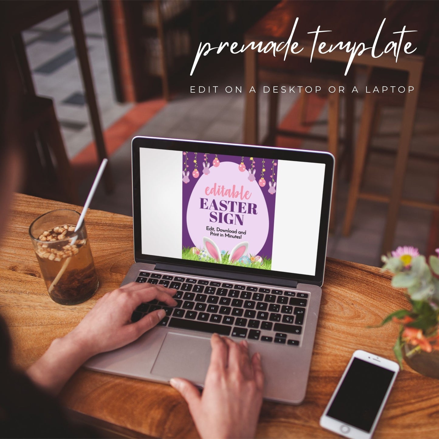 Easter Sign Editable Template 8x10