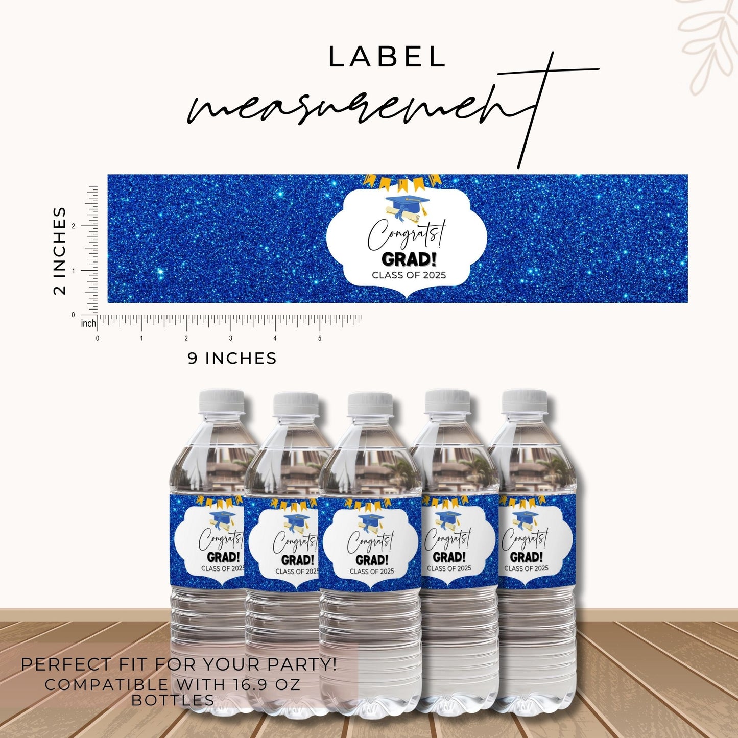 Graduation Water Bottle Labels Printable Class of 2025