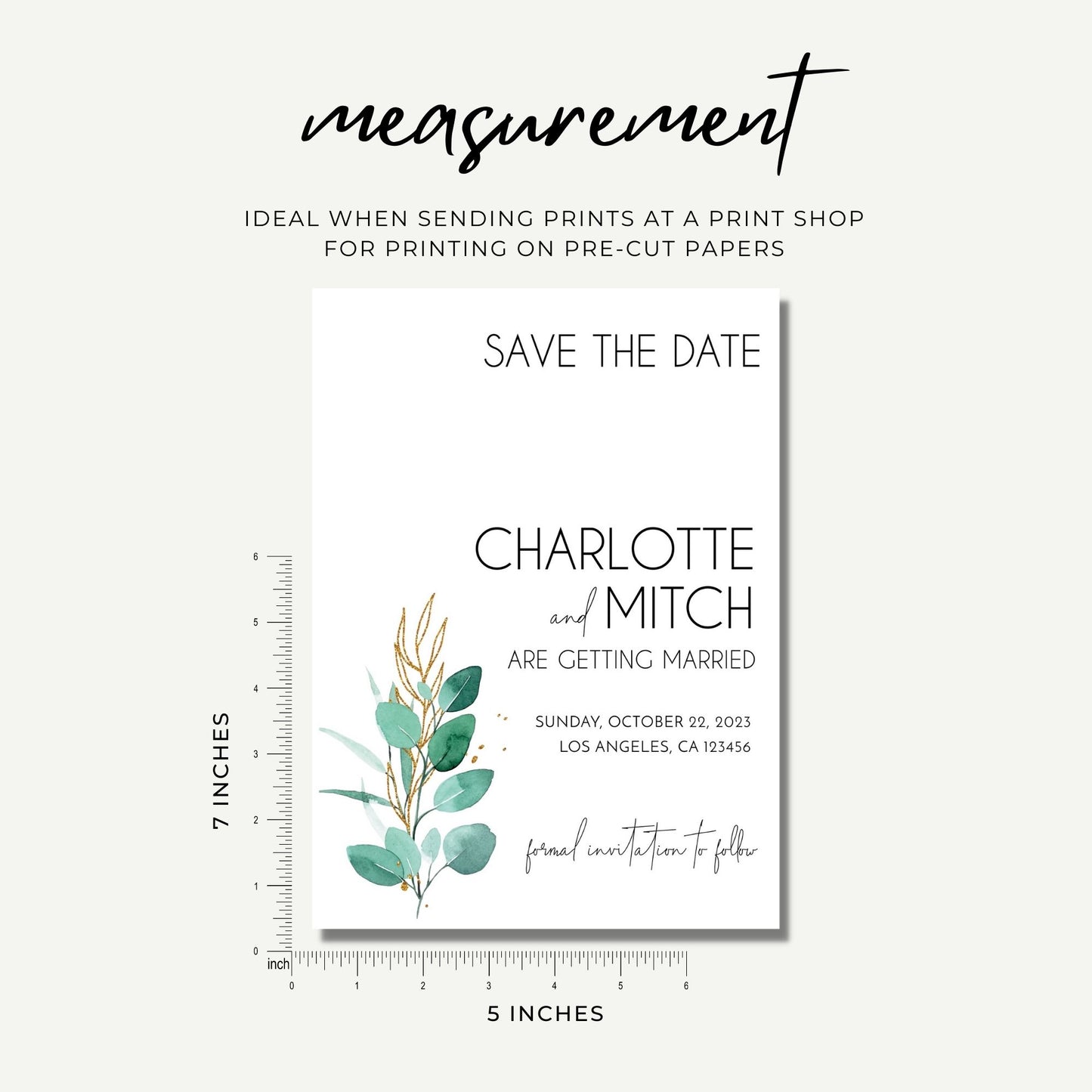 Greenery Save the Date Invitation Template