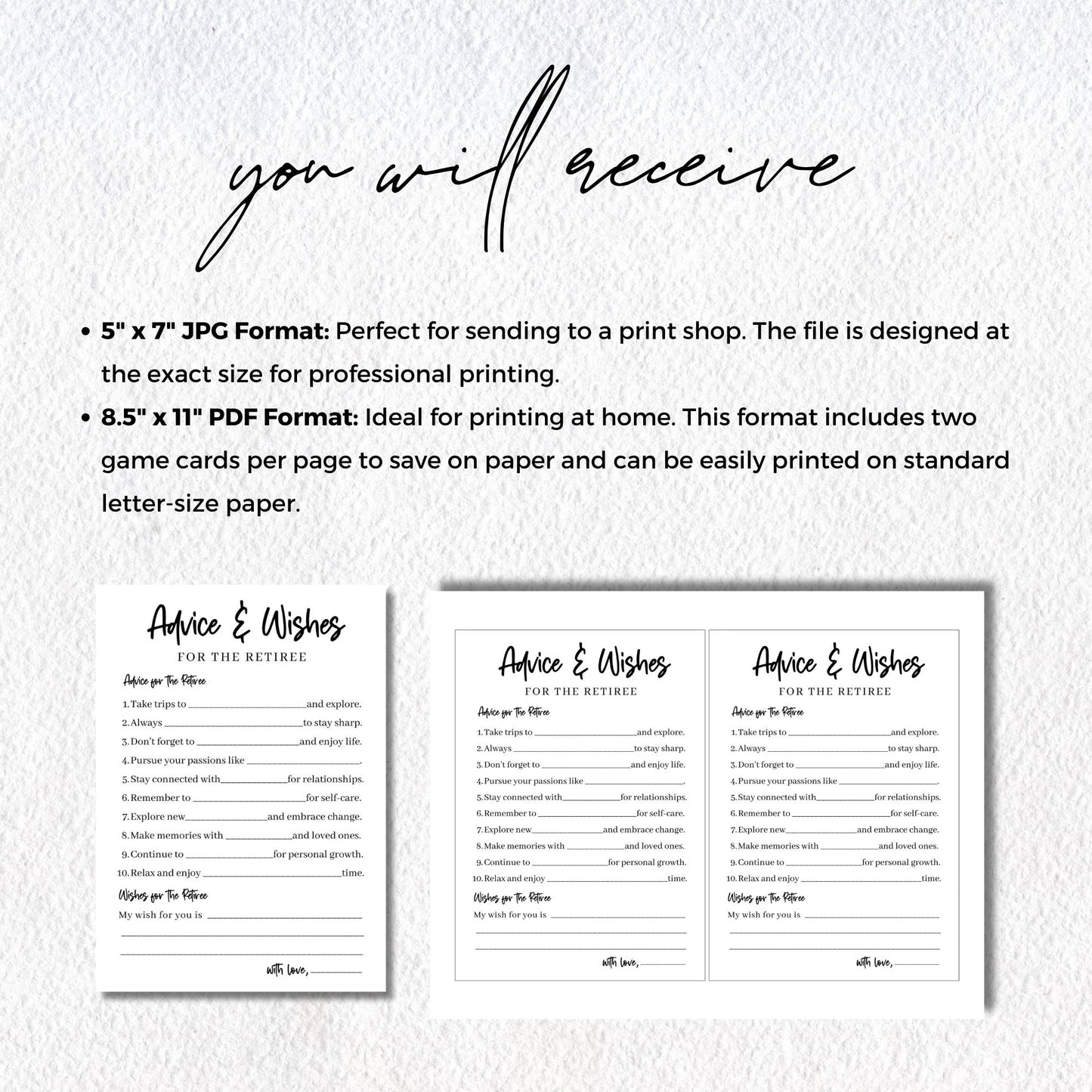 Retirement Advice and Wishes Printable Cards