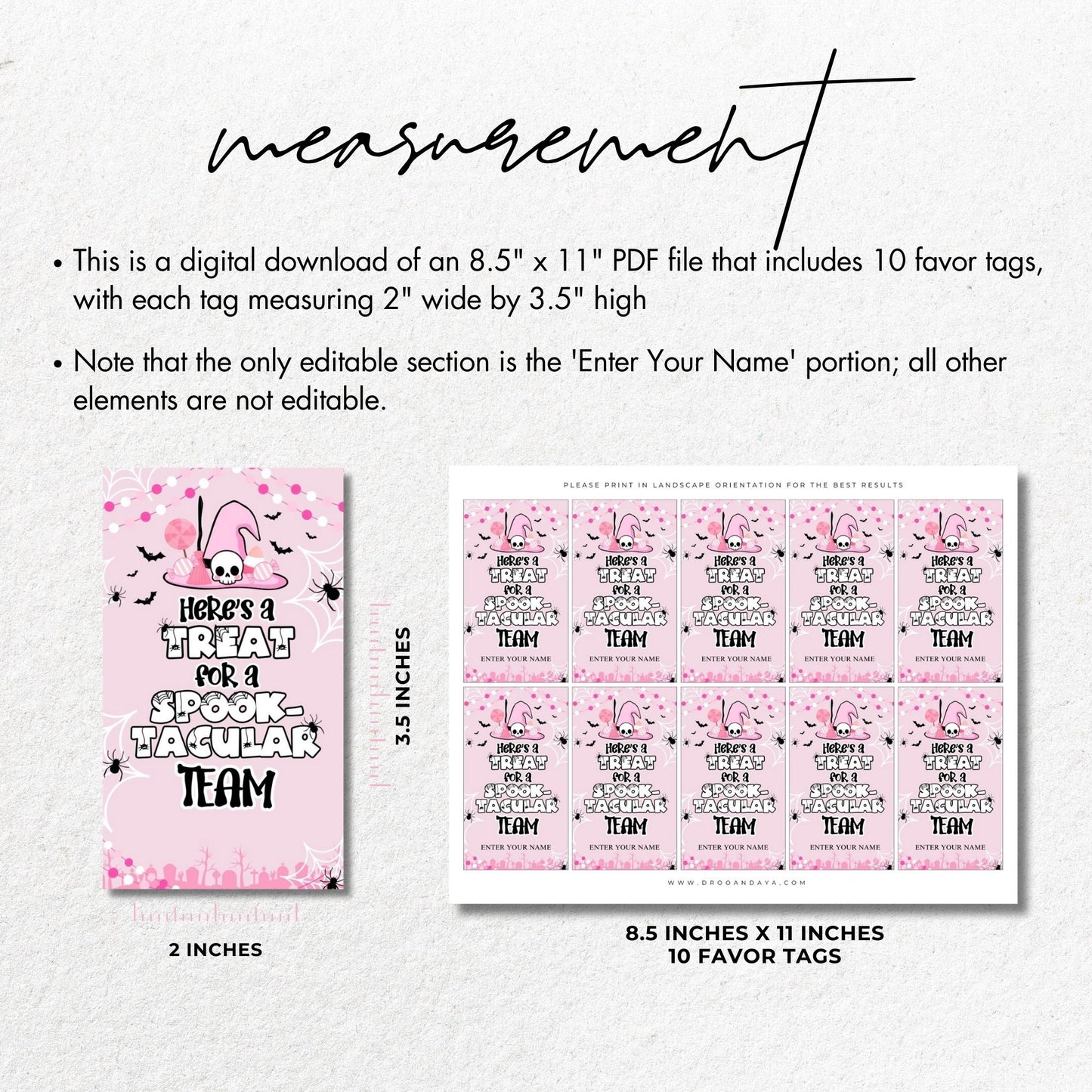 Here's a Treat for a Spooktacular Team Favor Tag in Pink