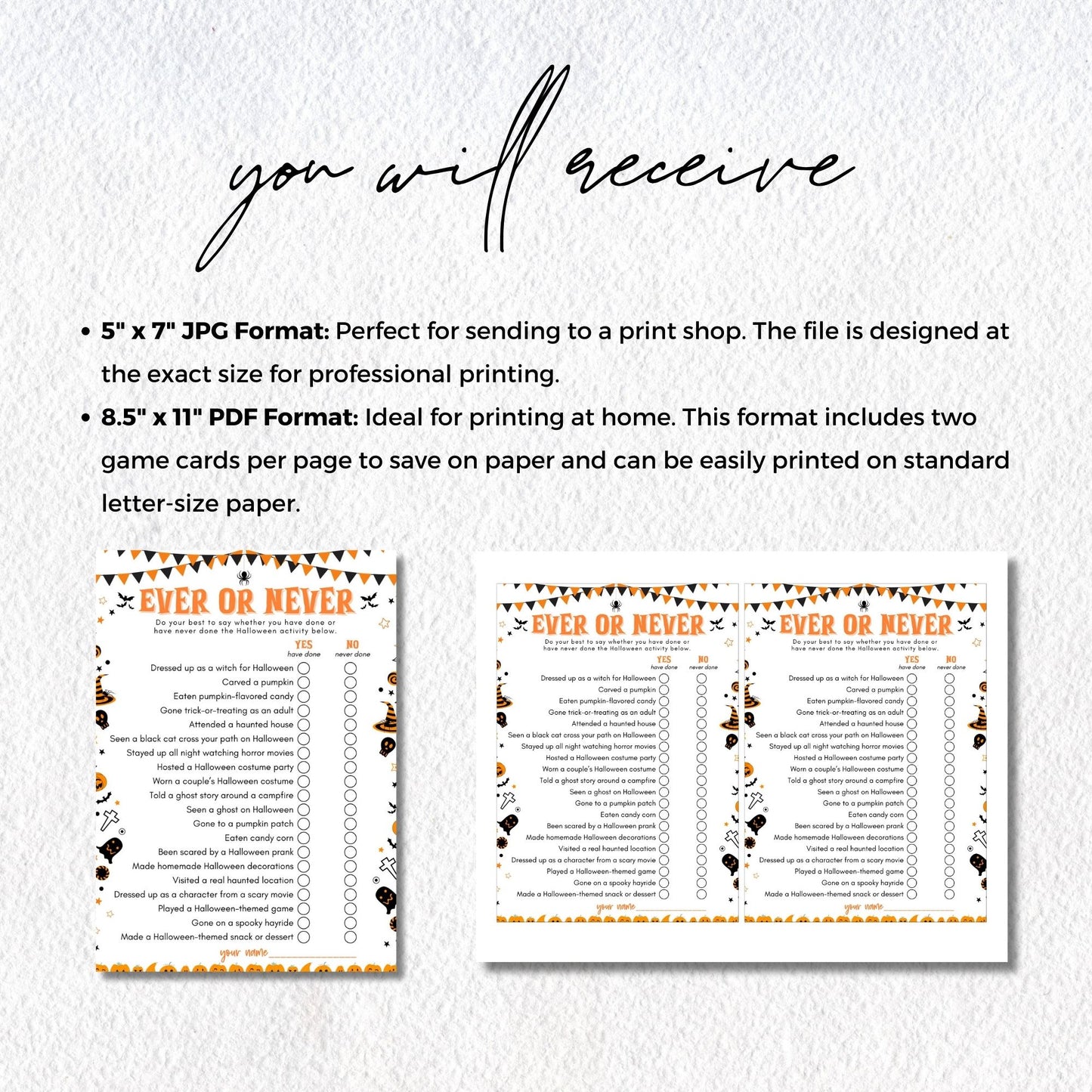 Halloween Ever or Never Game Printable