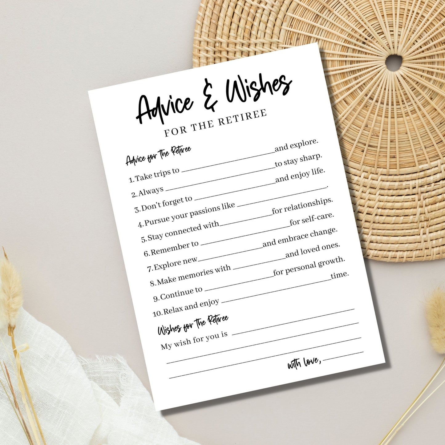 Retirement Advice and Wishes Printable Cards