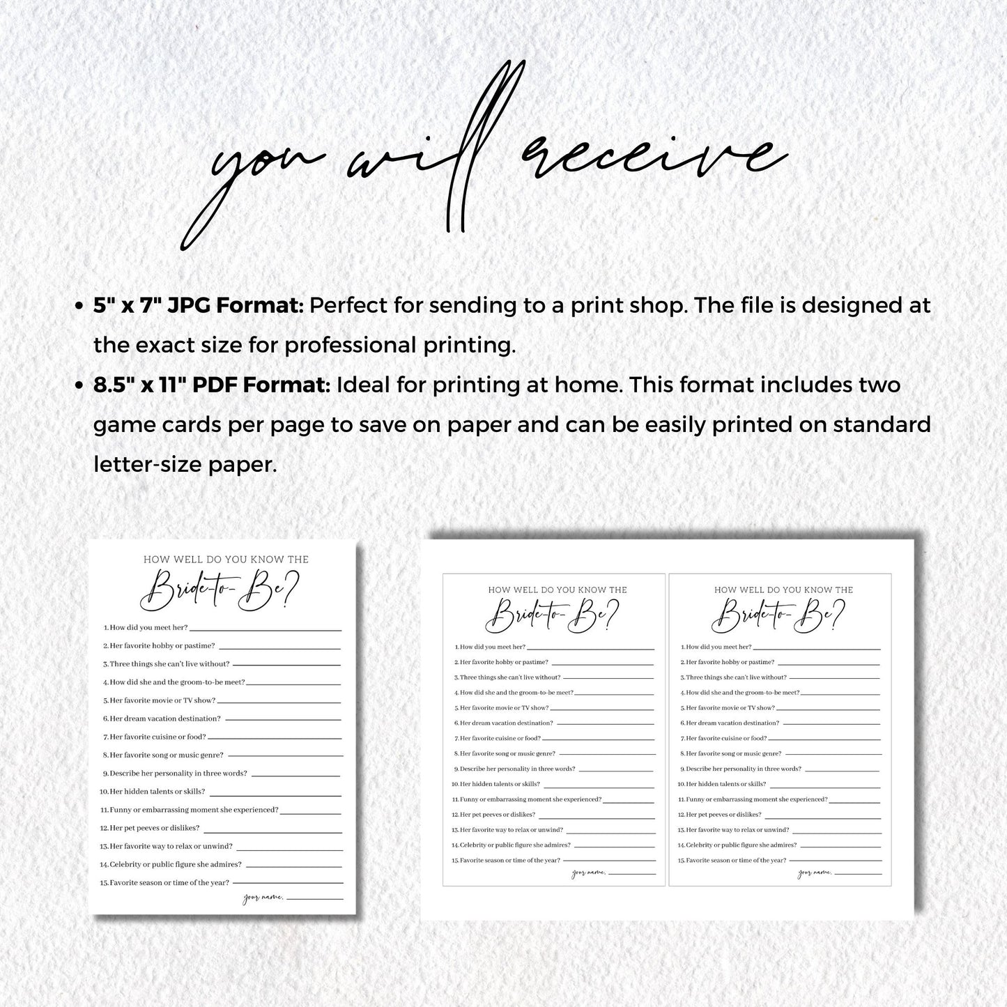 How Well Do You Know the Bride? Bridal Shower Game