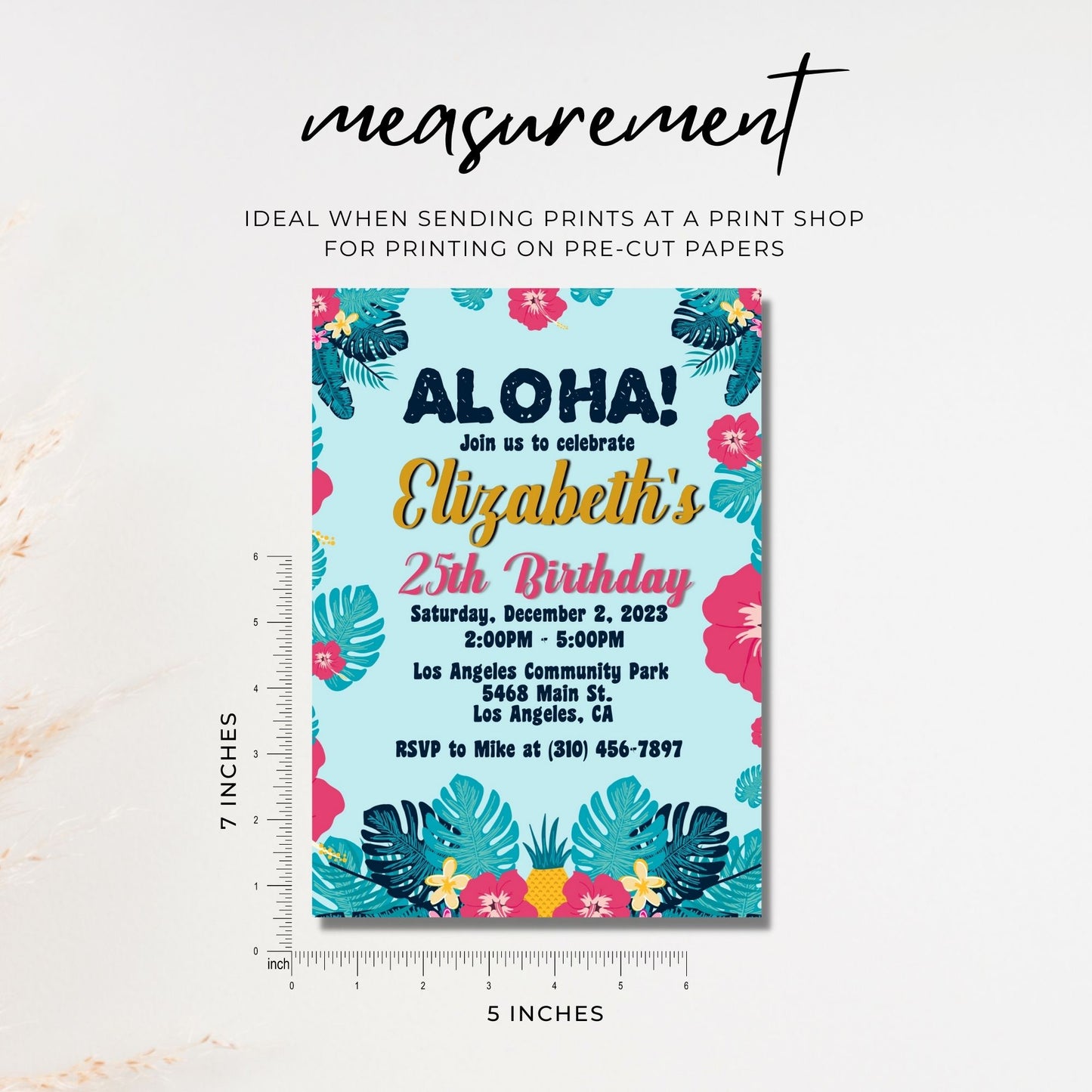Birthday Invitation Template - Polynesian Floral Theme