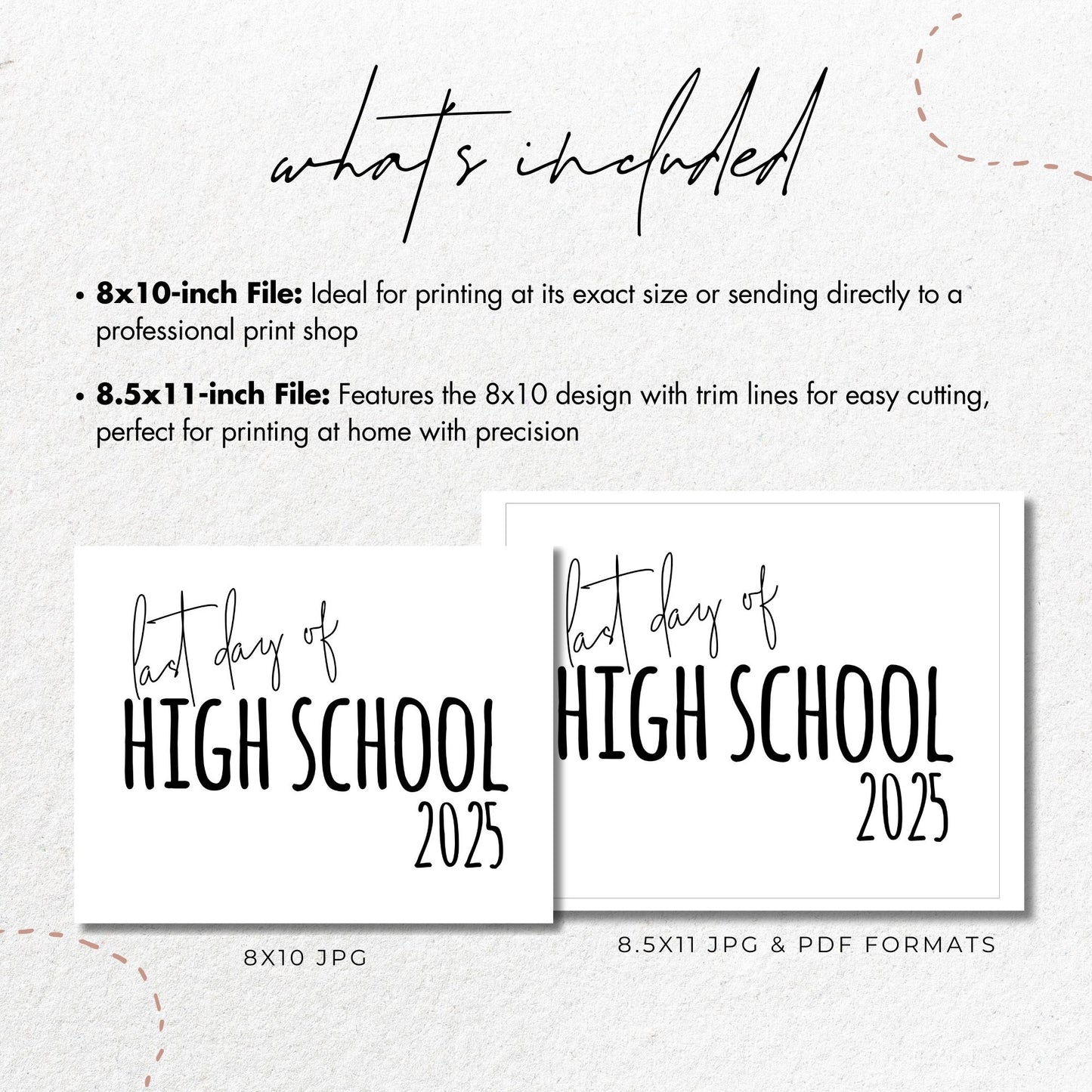 Last Day of High School 2025 Sign Printable