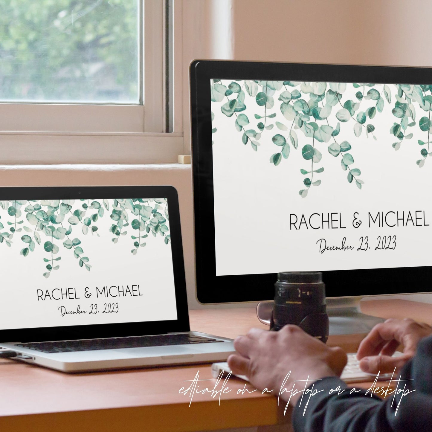 Wedding Bottled Water Label Template - Greenery