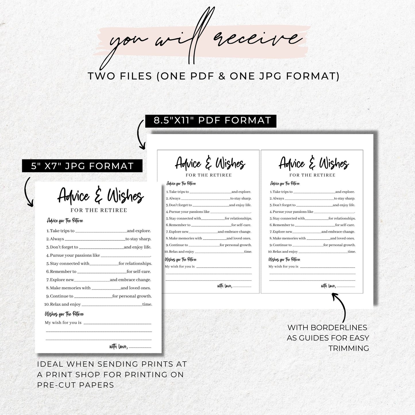 Retirement Advice and Wishes Printable Cards