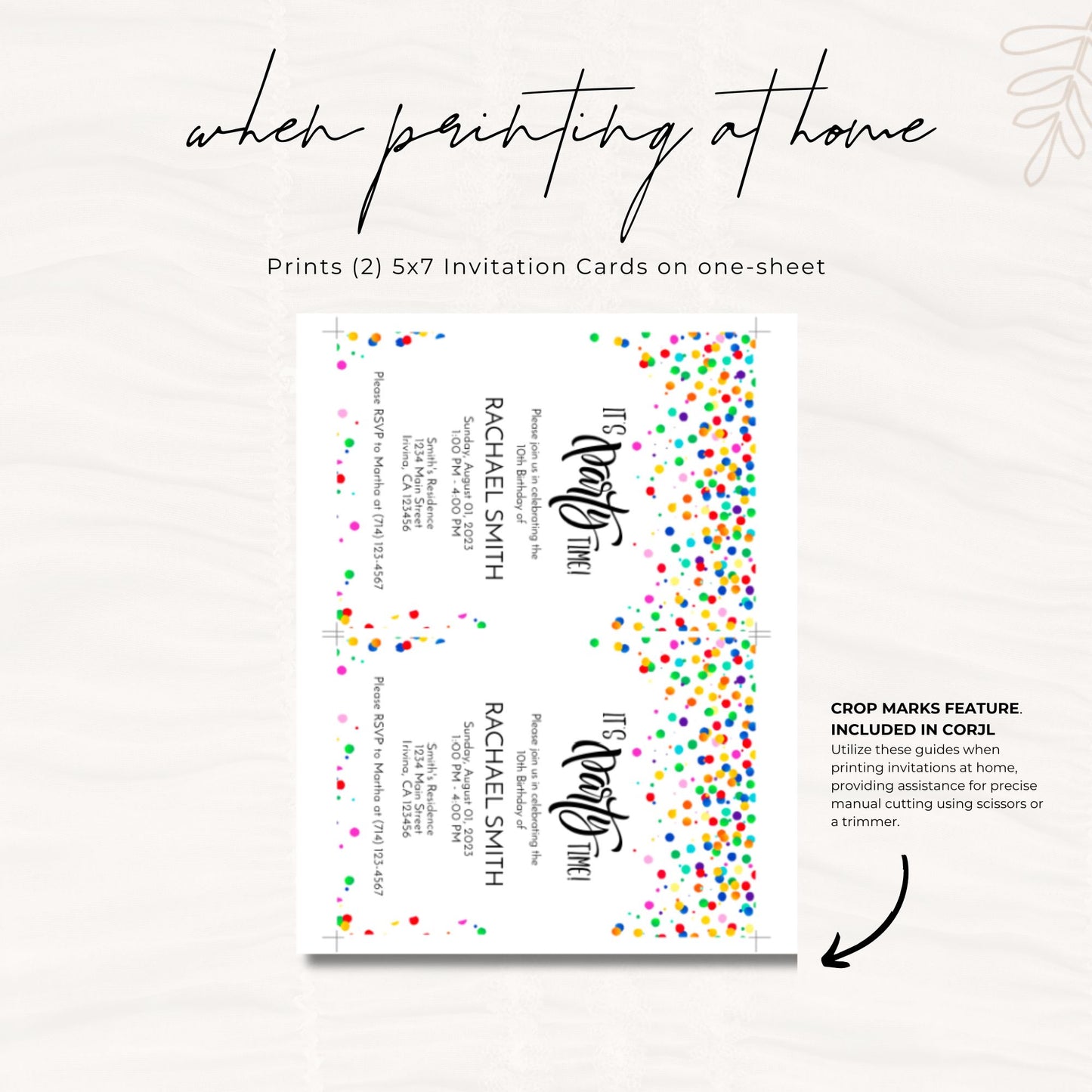 Confetti Theme Birthday Invitation Template