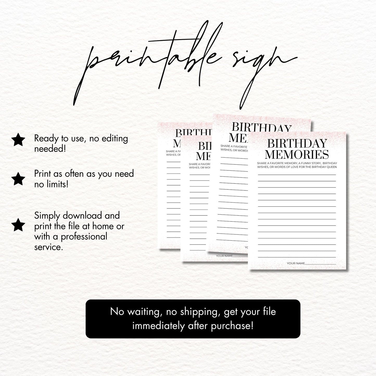Rose Gold Birthday Memories Cards 5x7