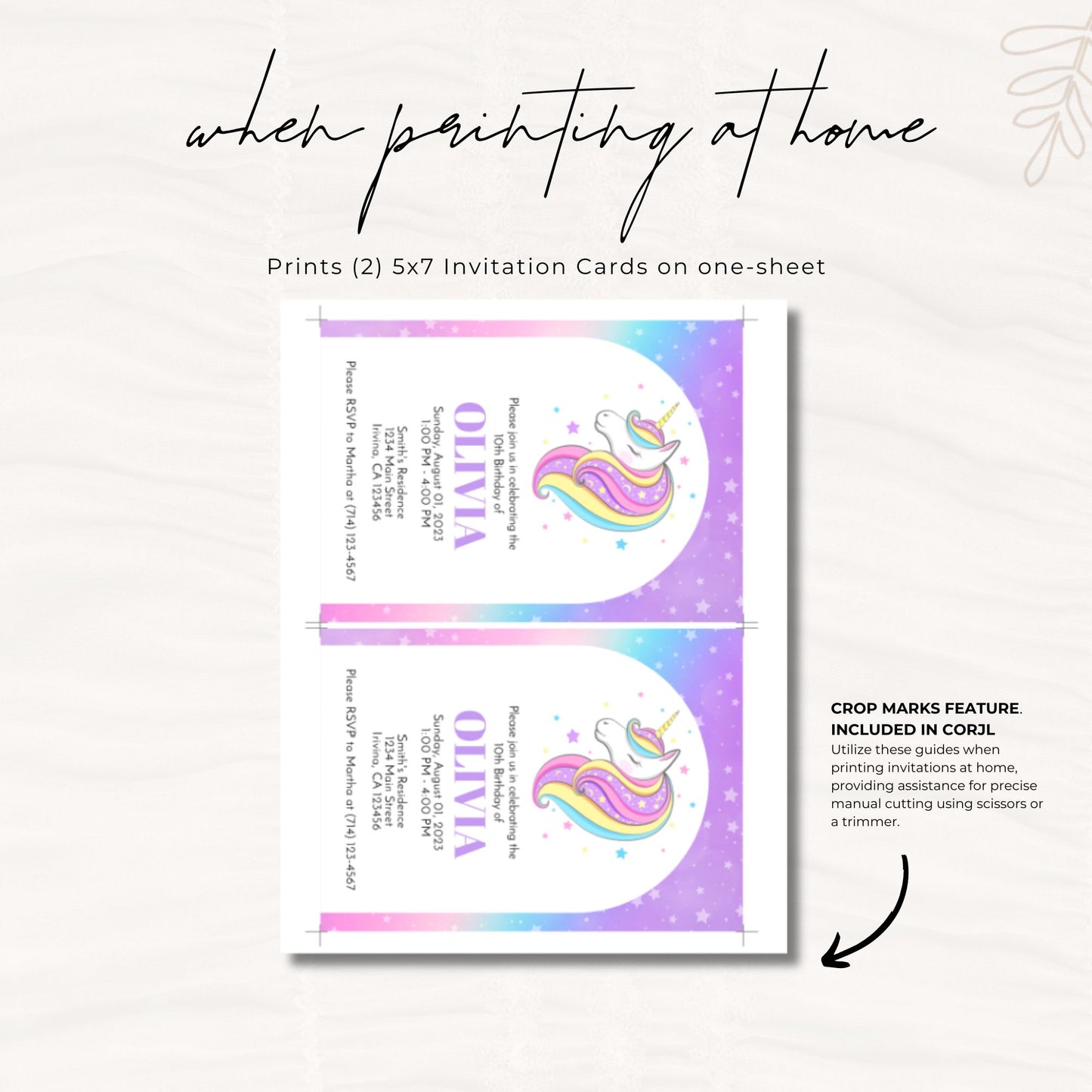 Editable Unicorn Birthday Invitation Template