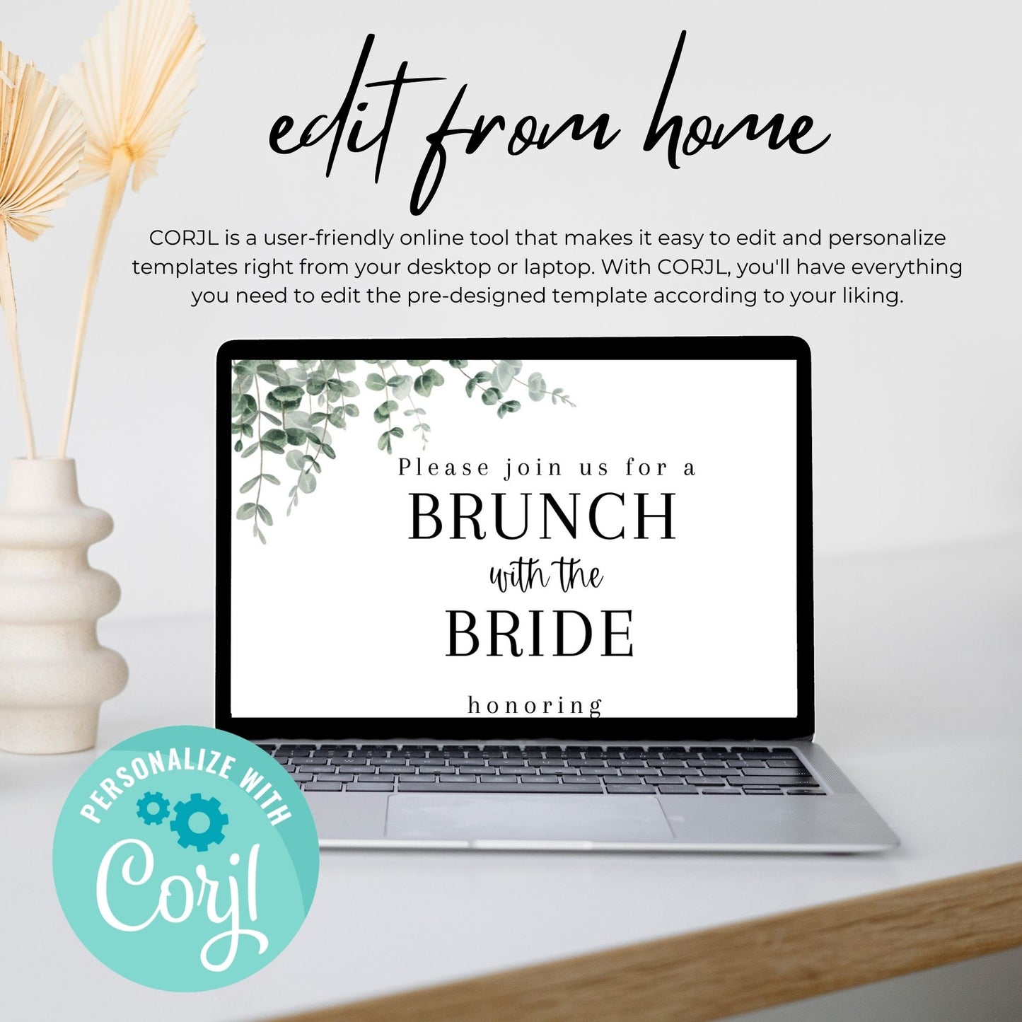 Eucalyptus Bridal Shower Electronic Smartphone Invitation