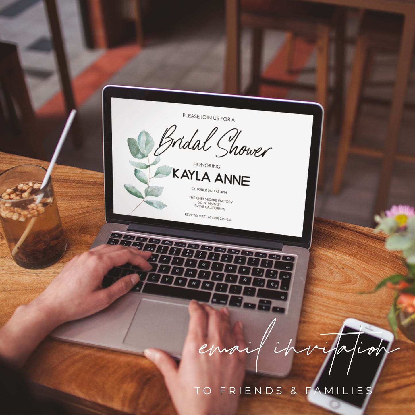 Bridal Shower Invitation Template - Greenery