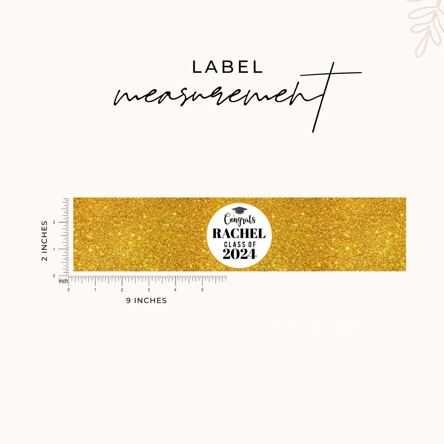 Class of 2024 Graduation Water Bottle Template - Gold
