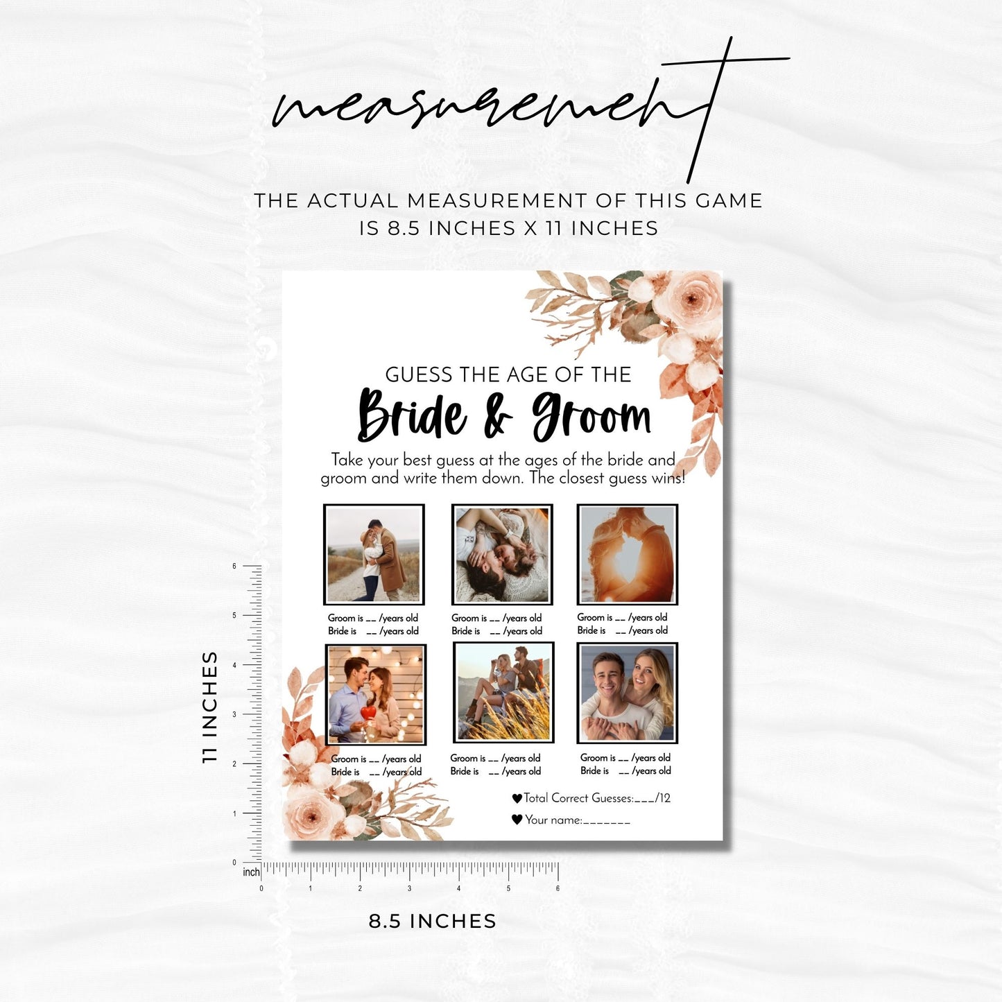 Guess the Age of the Bride and Groom Game Template