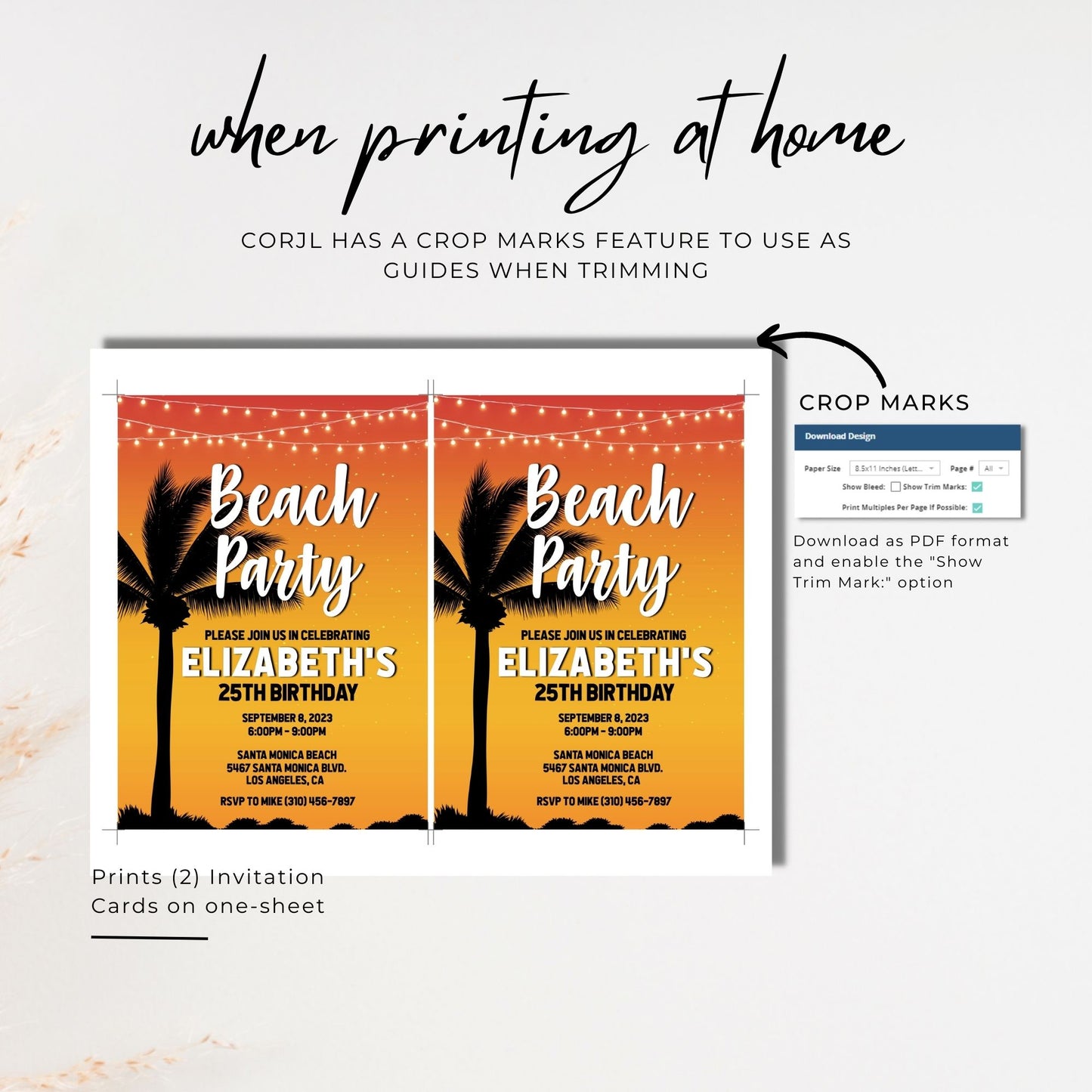 Sunset Beach Party Birthday Invitation Template