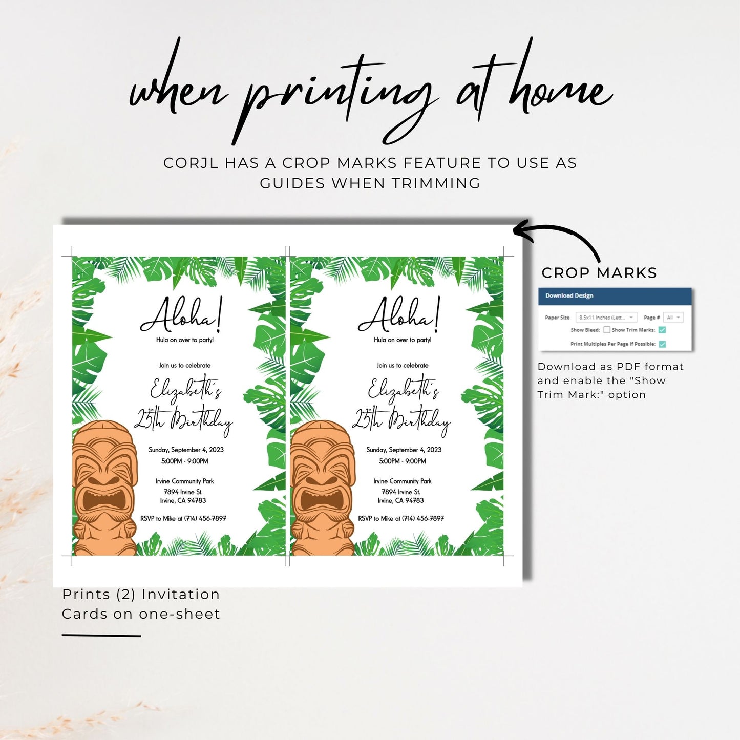 Hawaiian Birthday Invitation Template - Change to Any Age