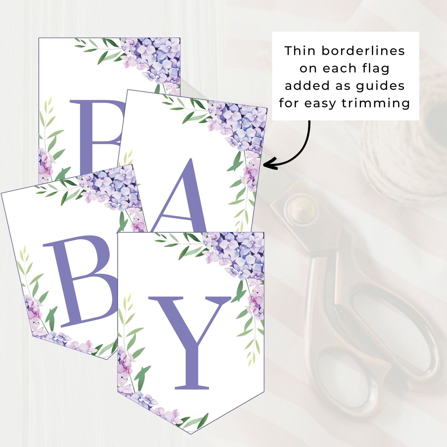Hydrangea Flowers Hello Baby Printable Baby Shower Banner