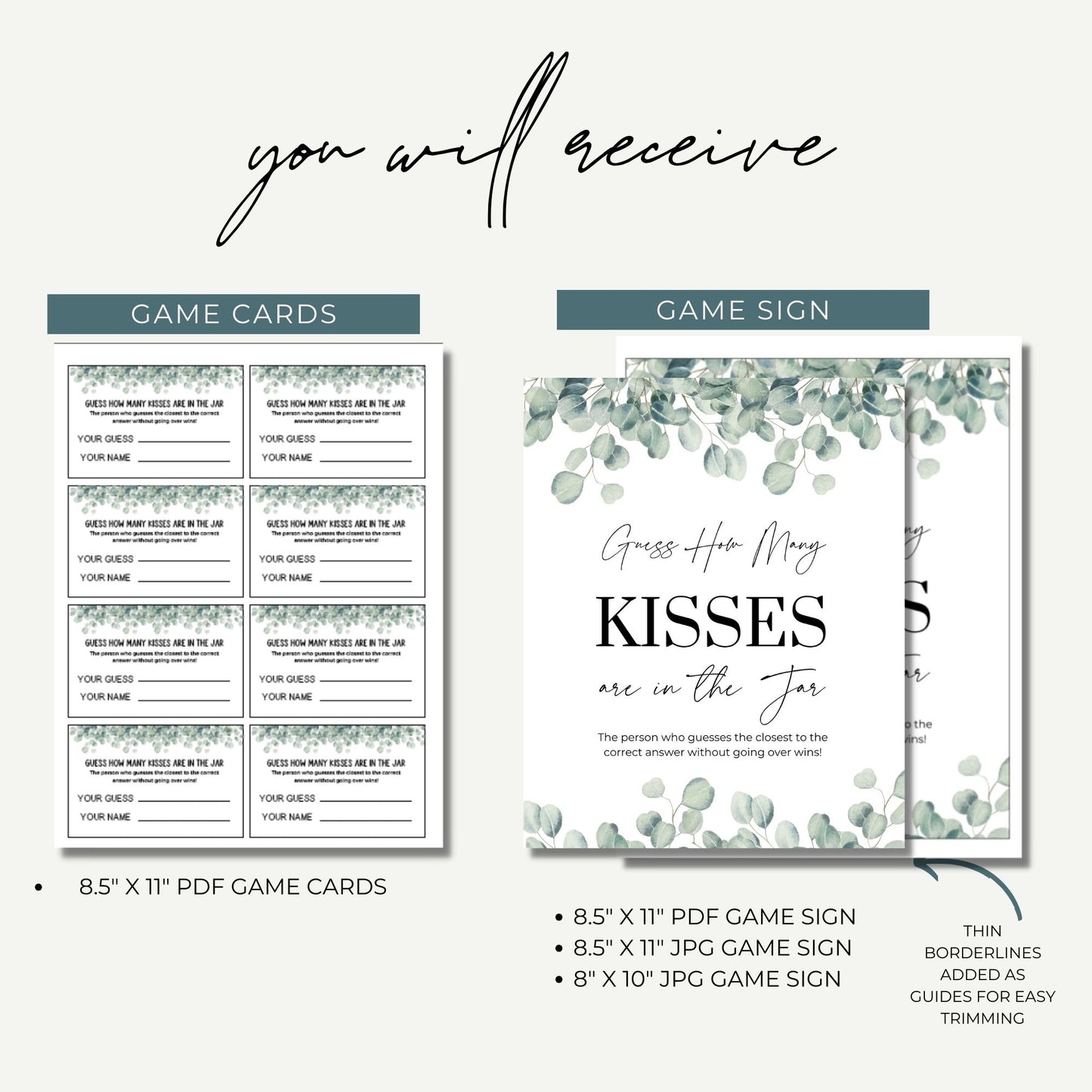 Guess How Many Kisses are in the Jar Wedding Sign