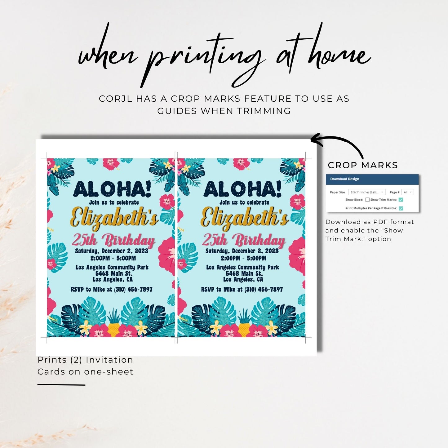 Birthday Invitation Template - Polynesian Floral Theme