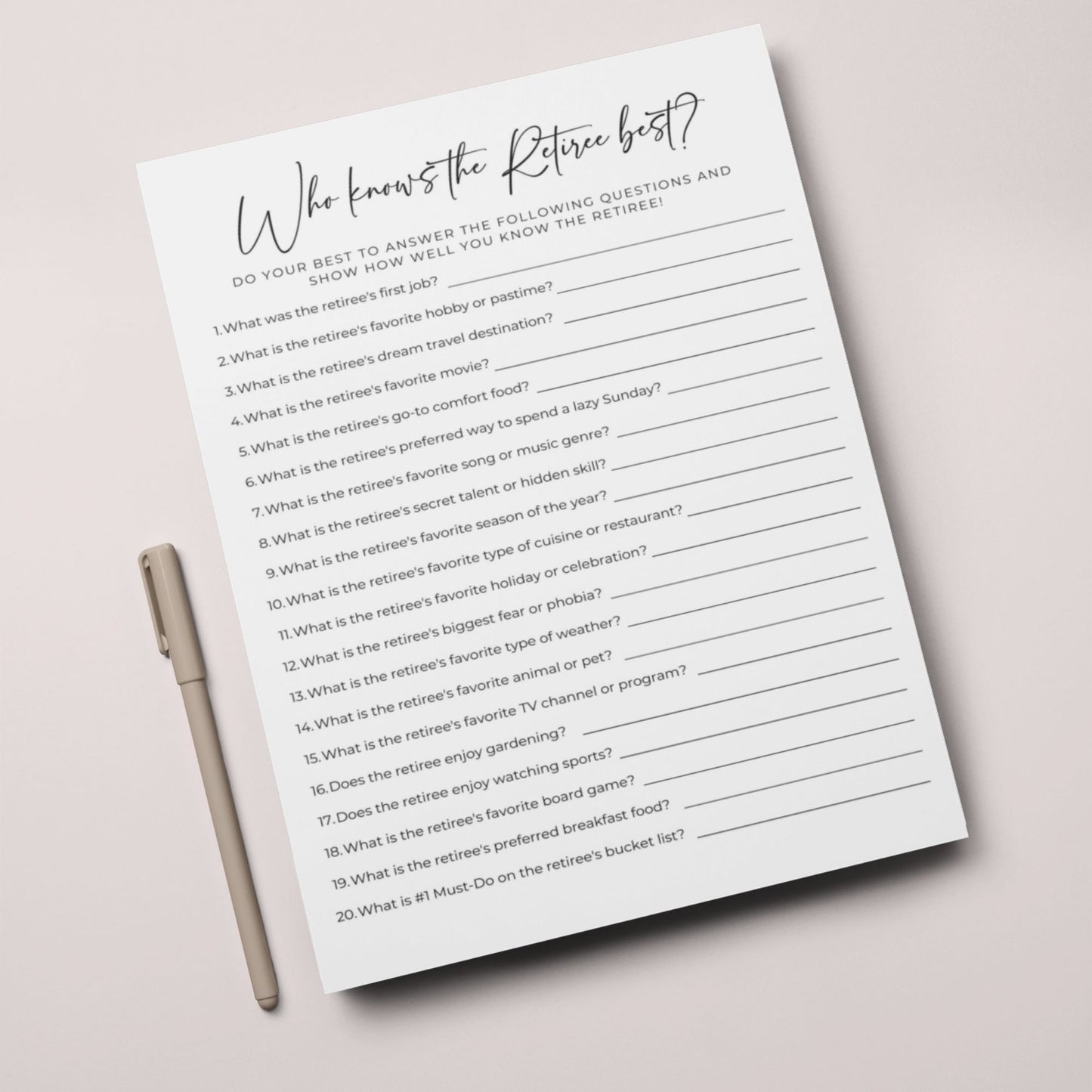 How Well Do You Know the Retiree Printable GameHow Well Do You Know the Retiree Printable Game