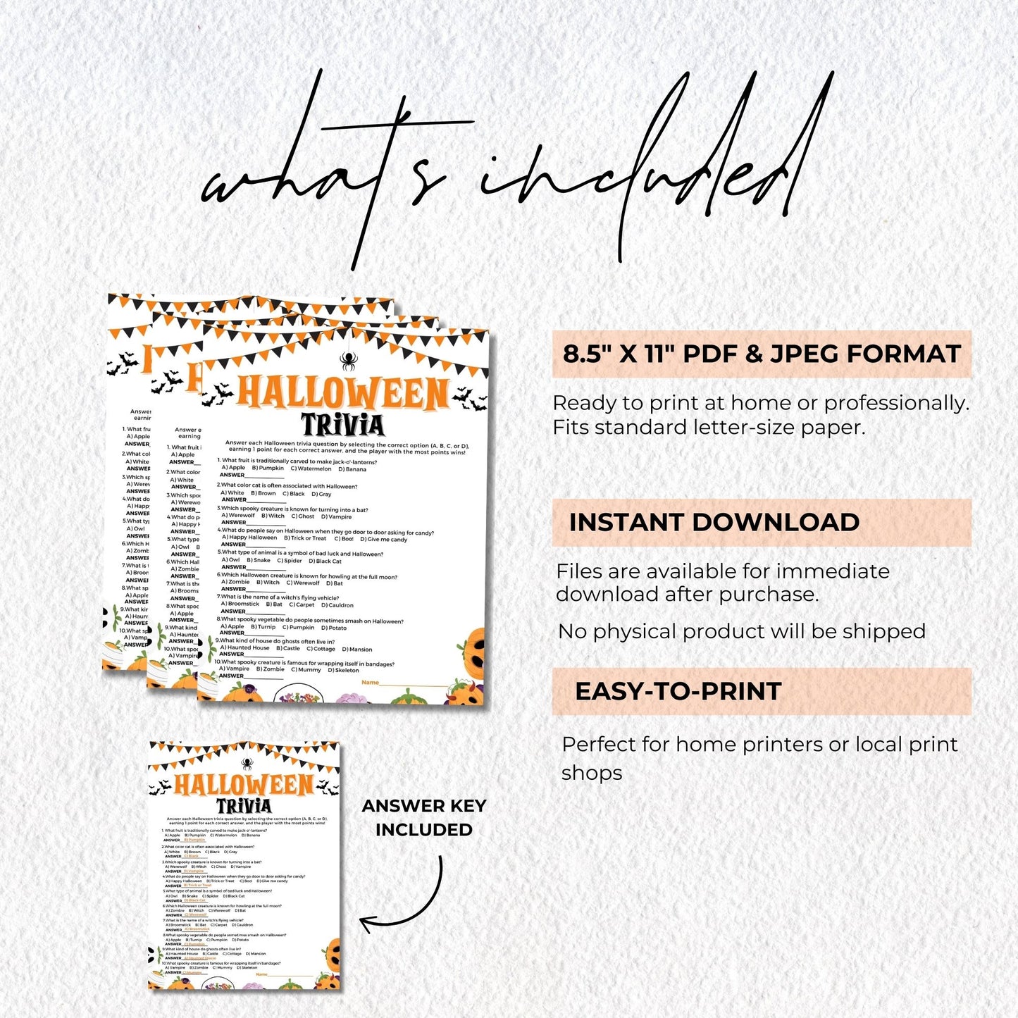 Halloween Trivia Game Printable 8.5x11