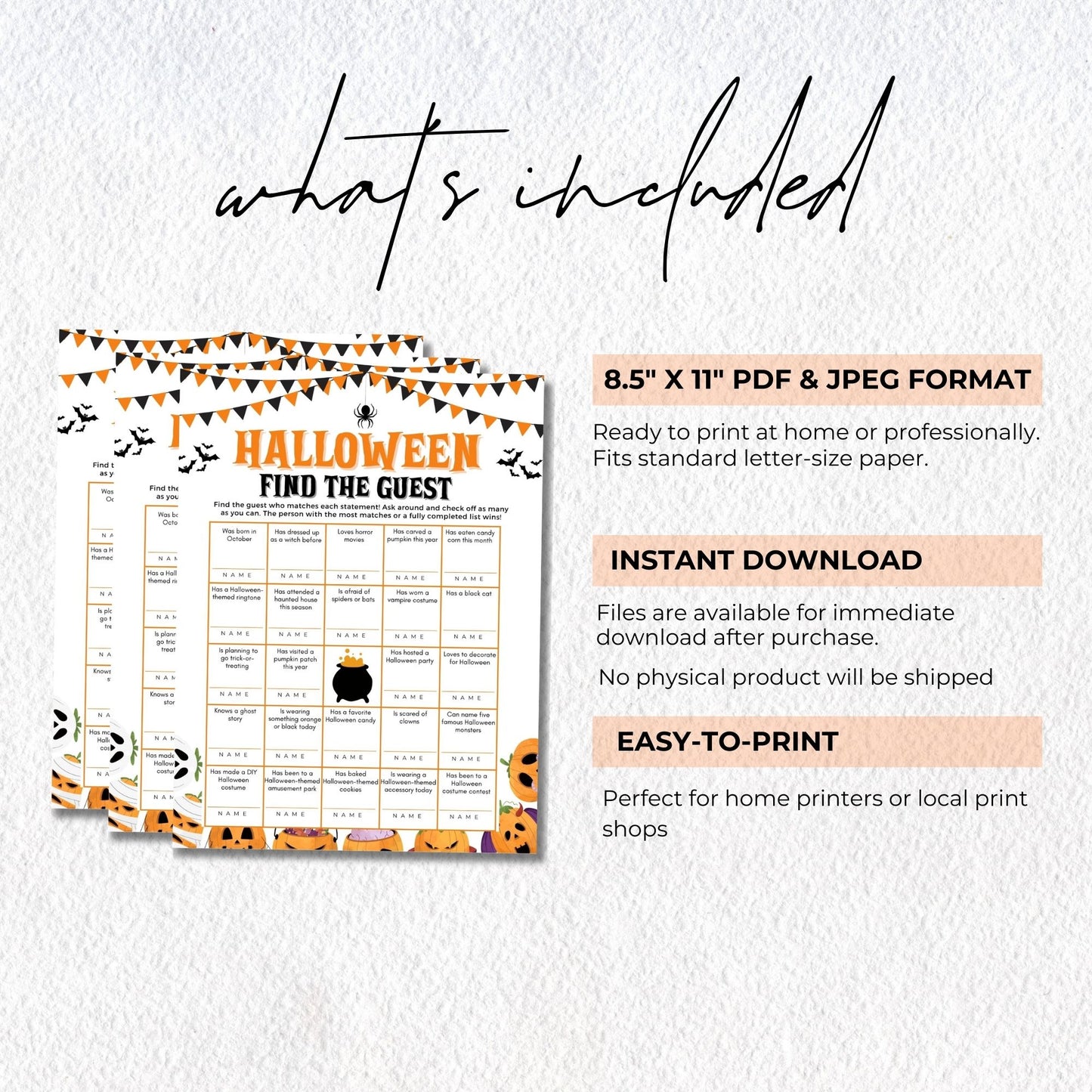 Halloween Find the Guest Game Printable 8.5x11