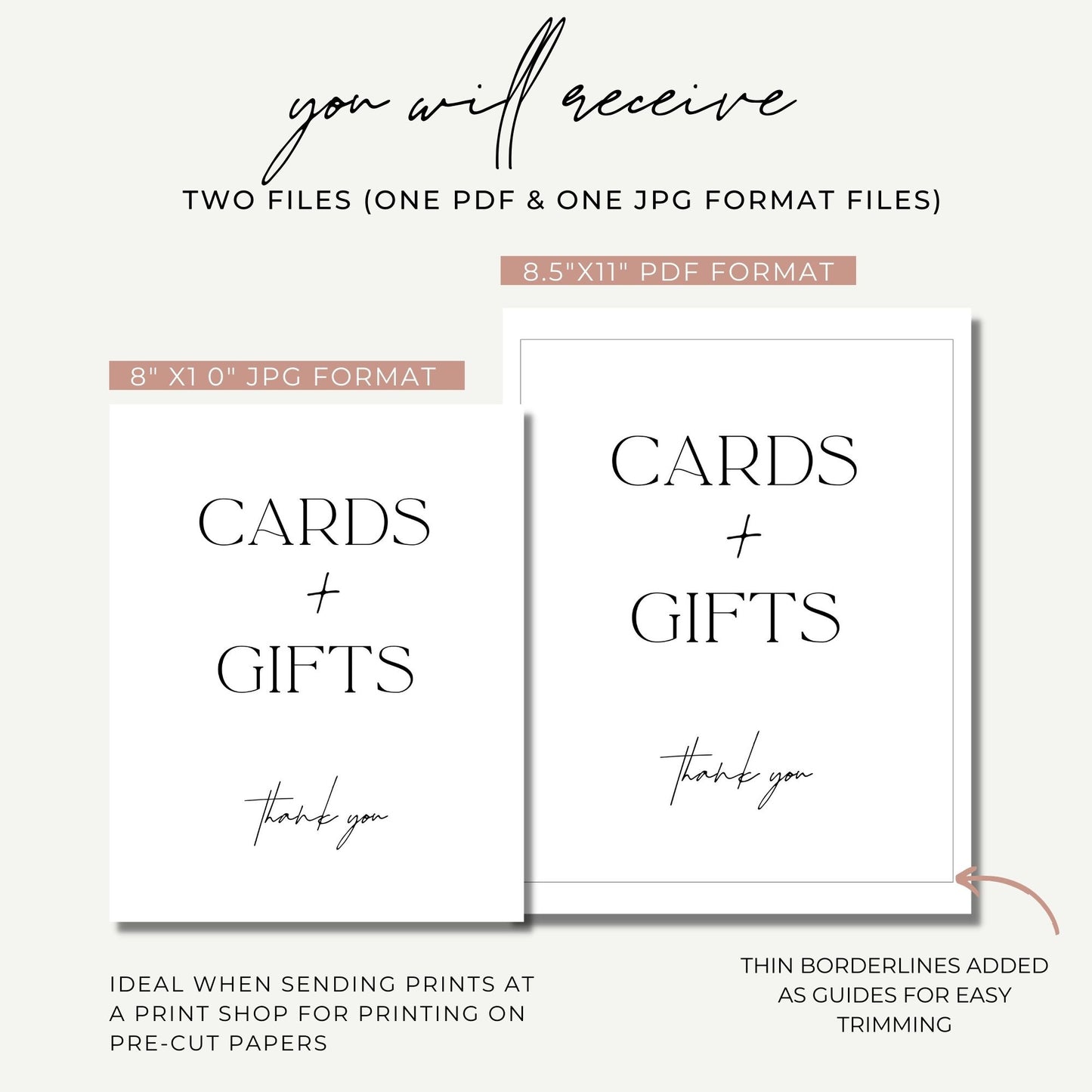 Cards and Gifts Sign Printable - Minimalist