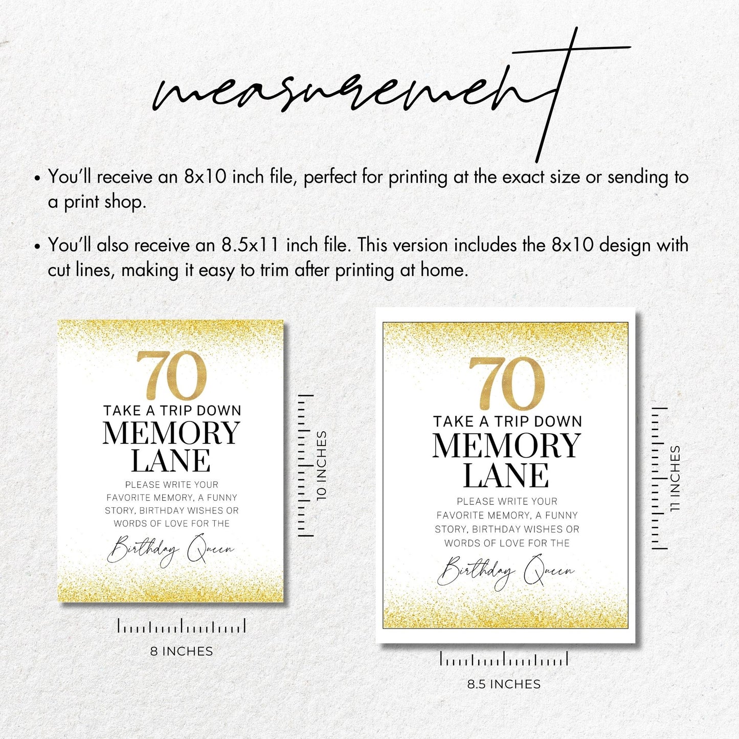 Take a Trip Down to Memory Lane Sign - 70th Birthday Sign